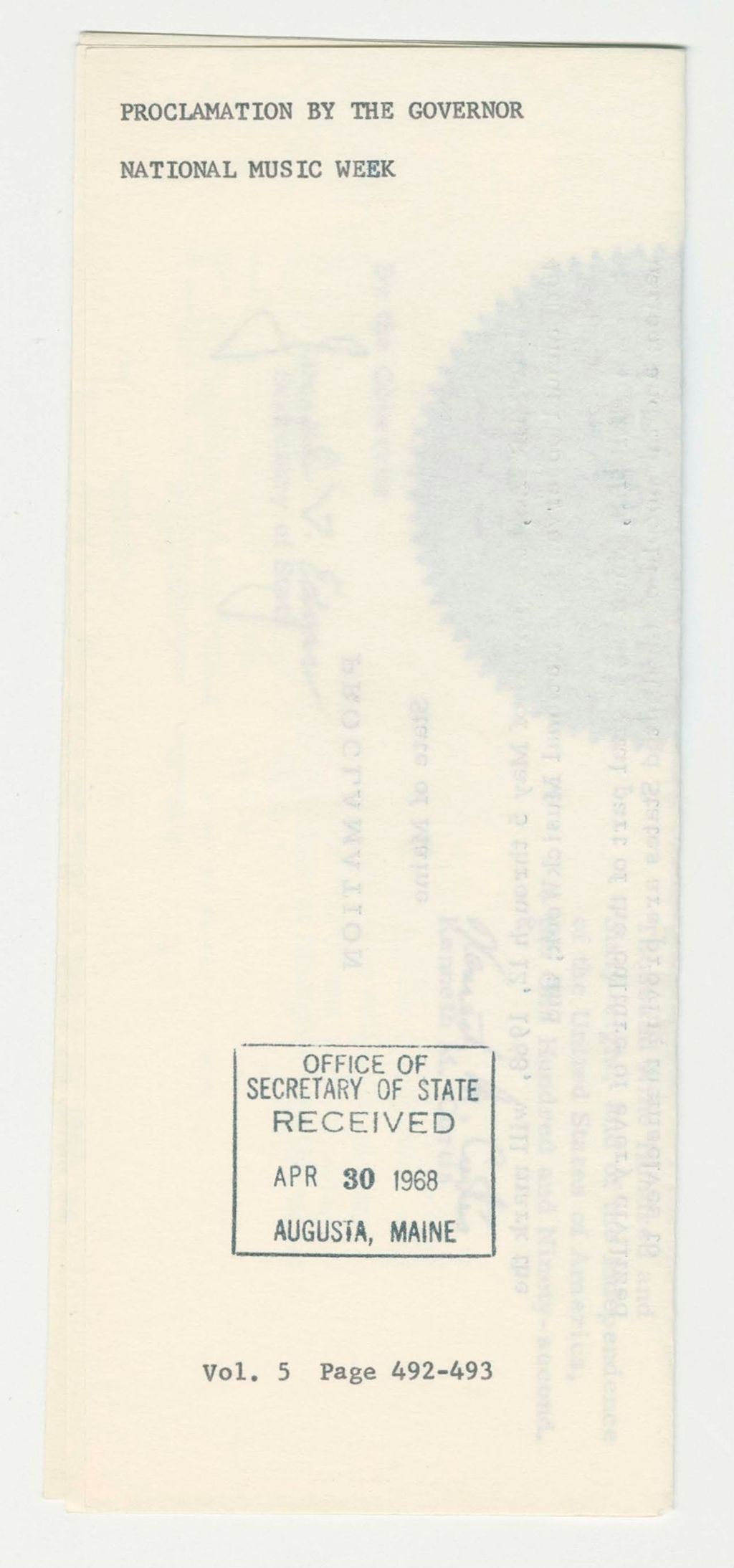 Miniature of National Music Week Proclamation