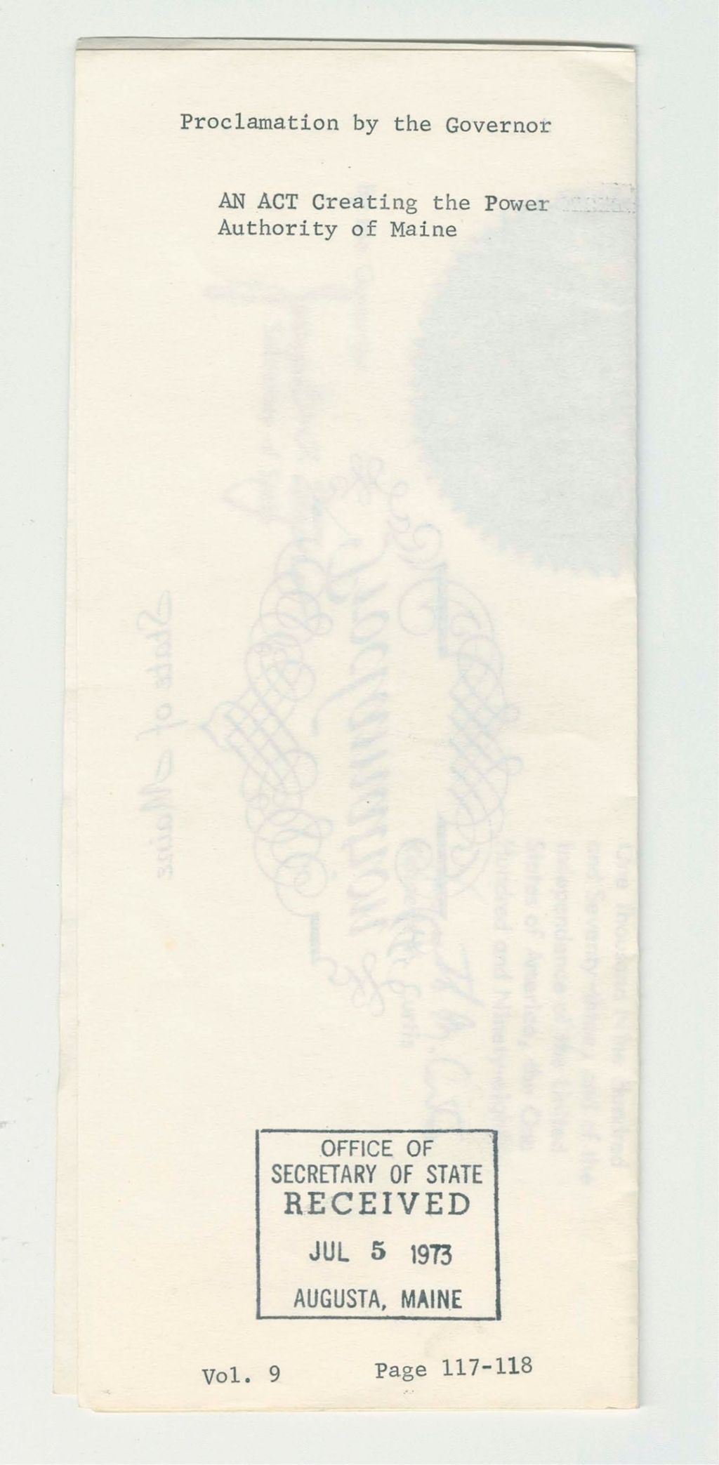 Miniature of An Act Creating the Power Authority of Maine