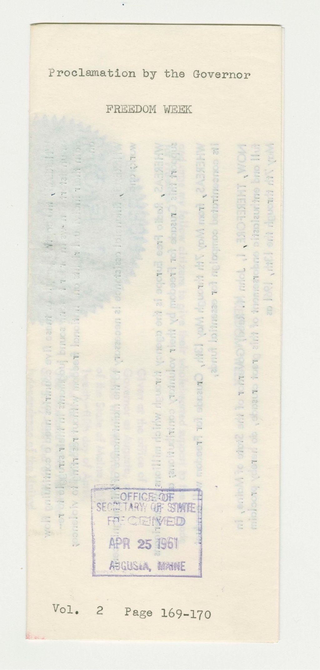 Miniature of Freedom Week Proclamation