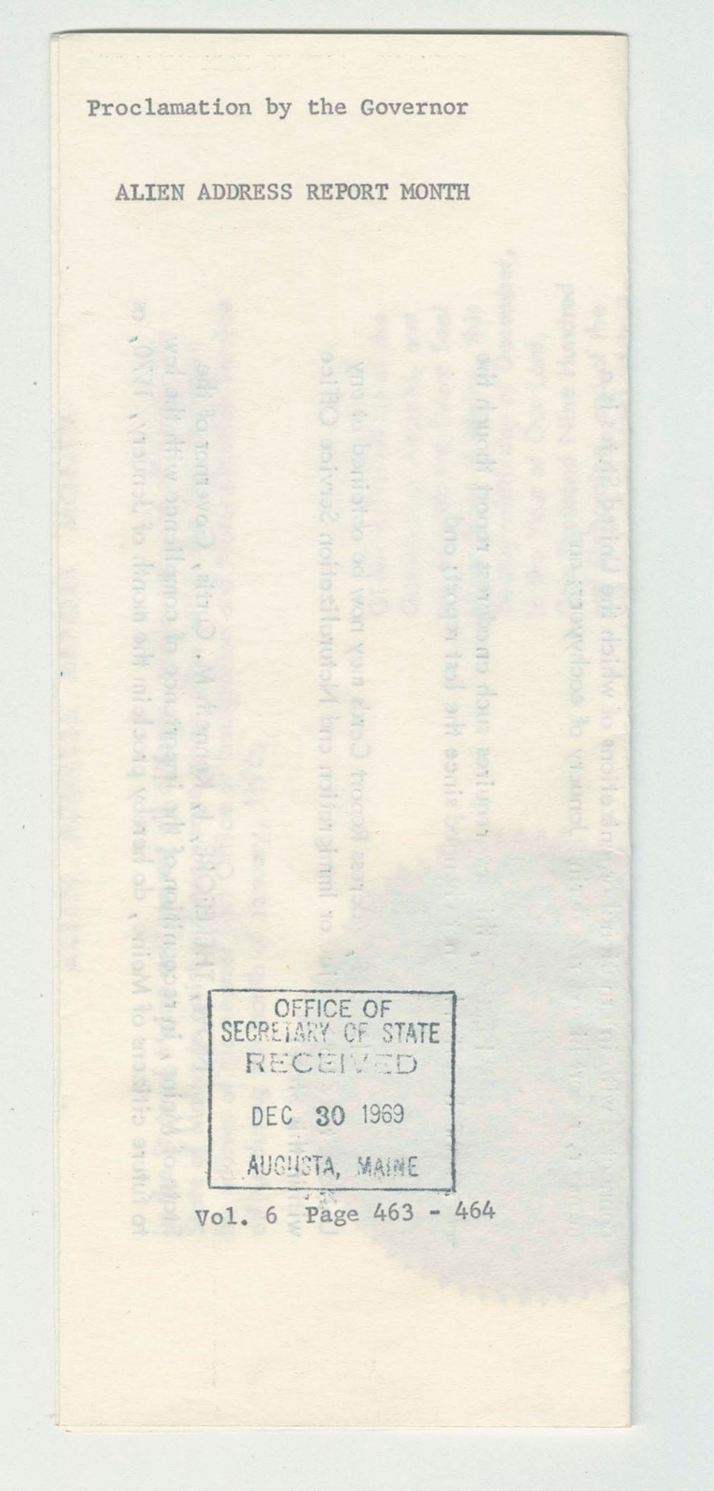 Miniature of Alien Address Report Month