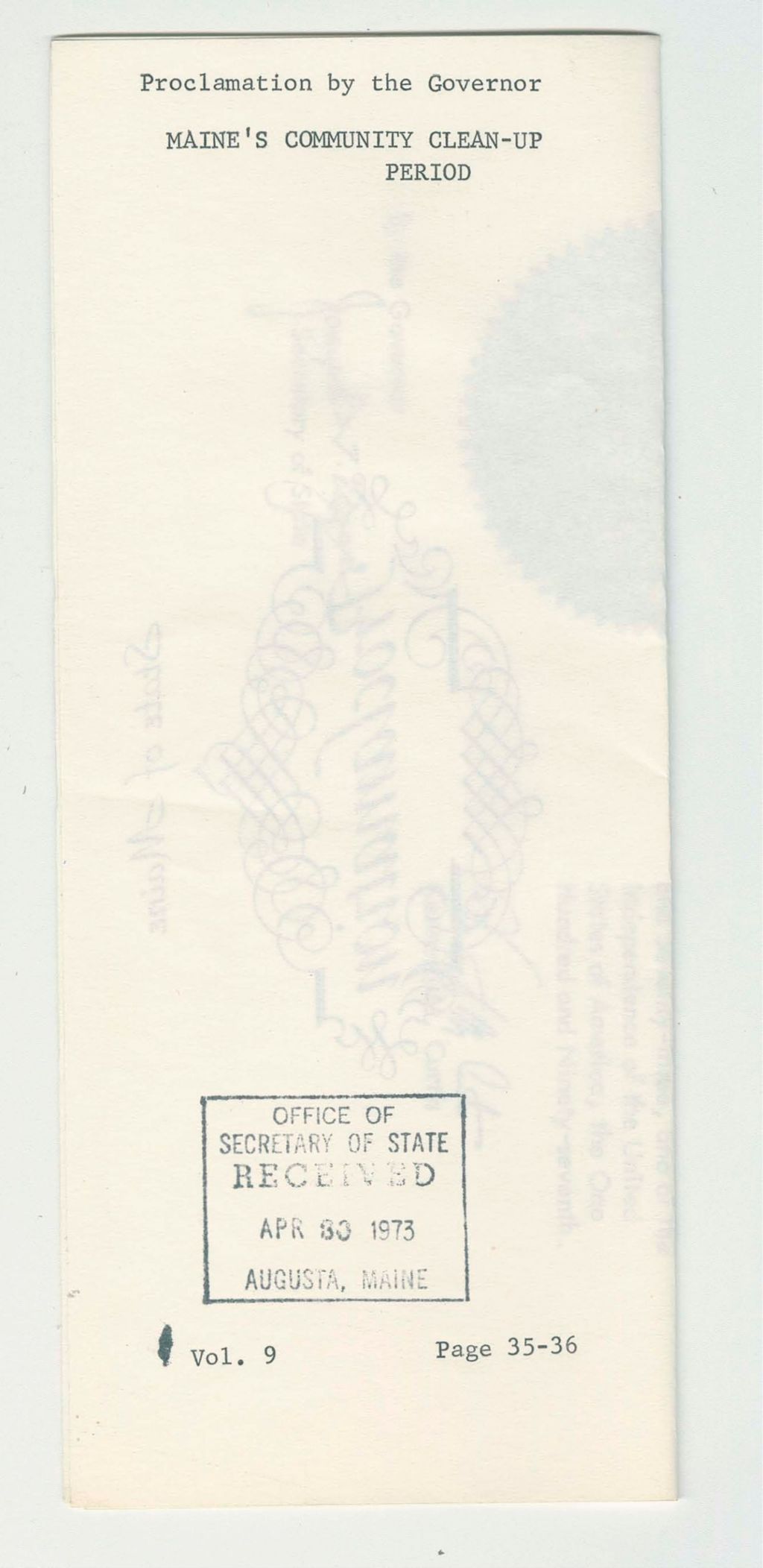 Miniature of Maine's Community Clean-Up Period