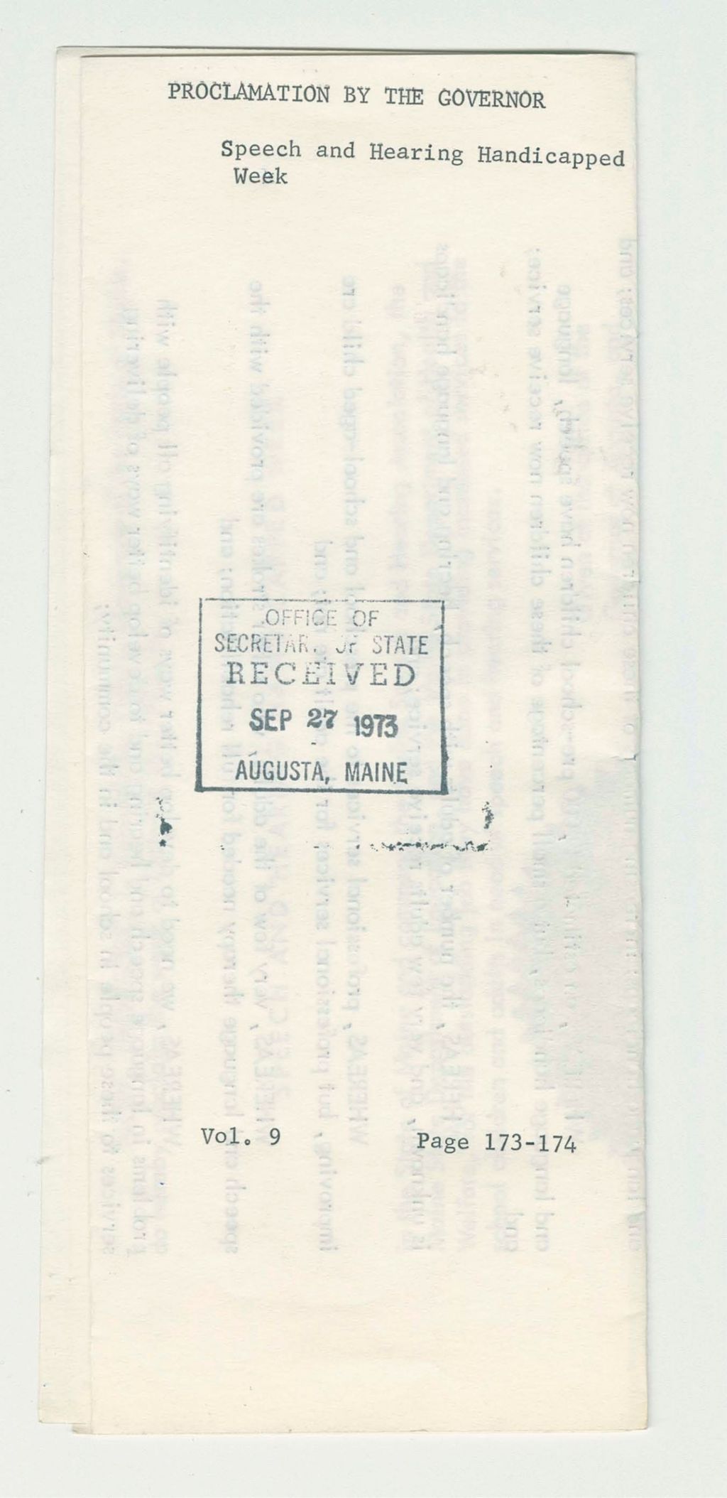 Miniature of Speech and Hearing Handicapped Week
