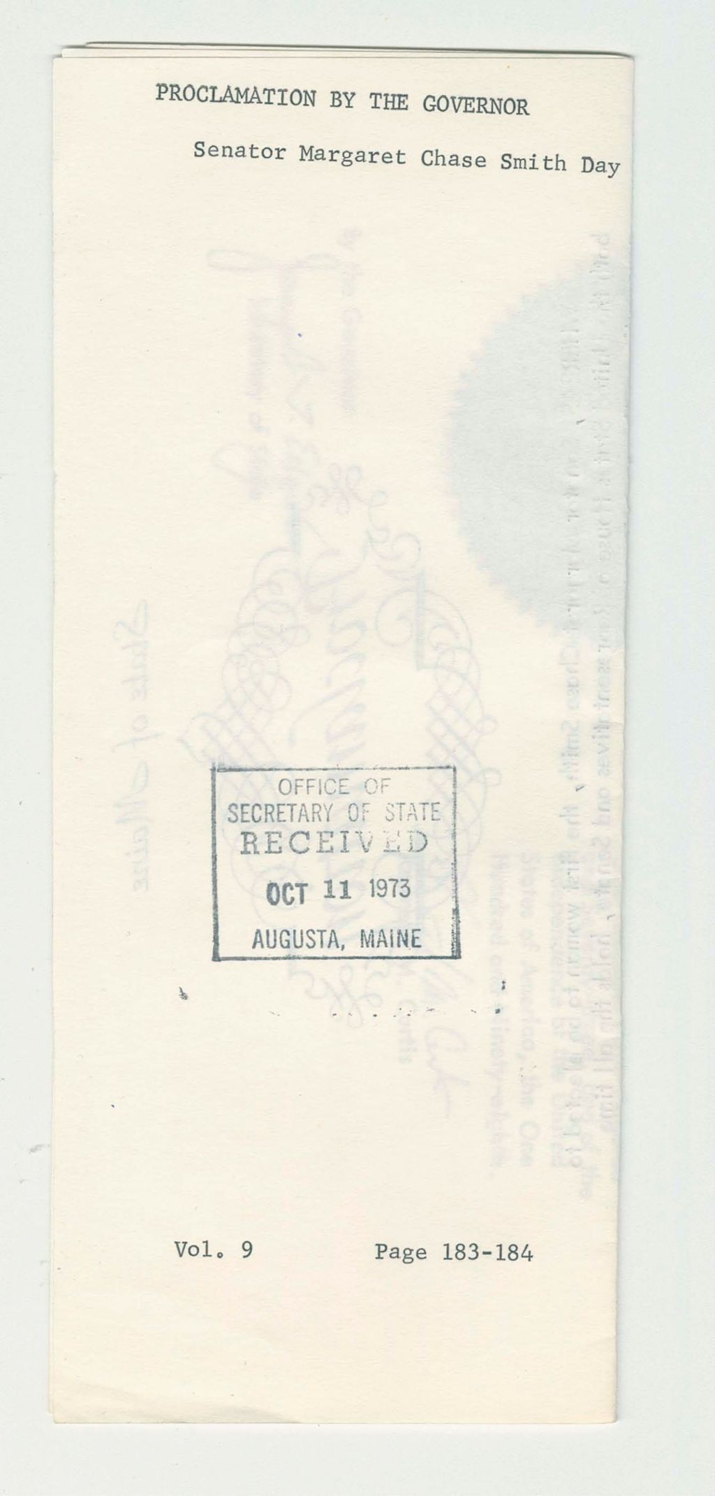 Miniature of Senator Margaret Chase Smith Day
