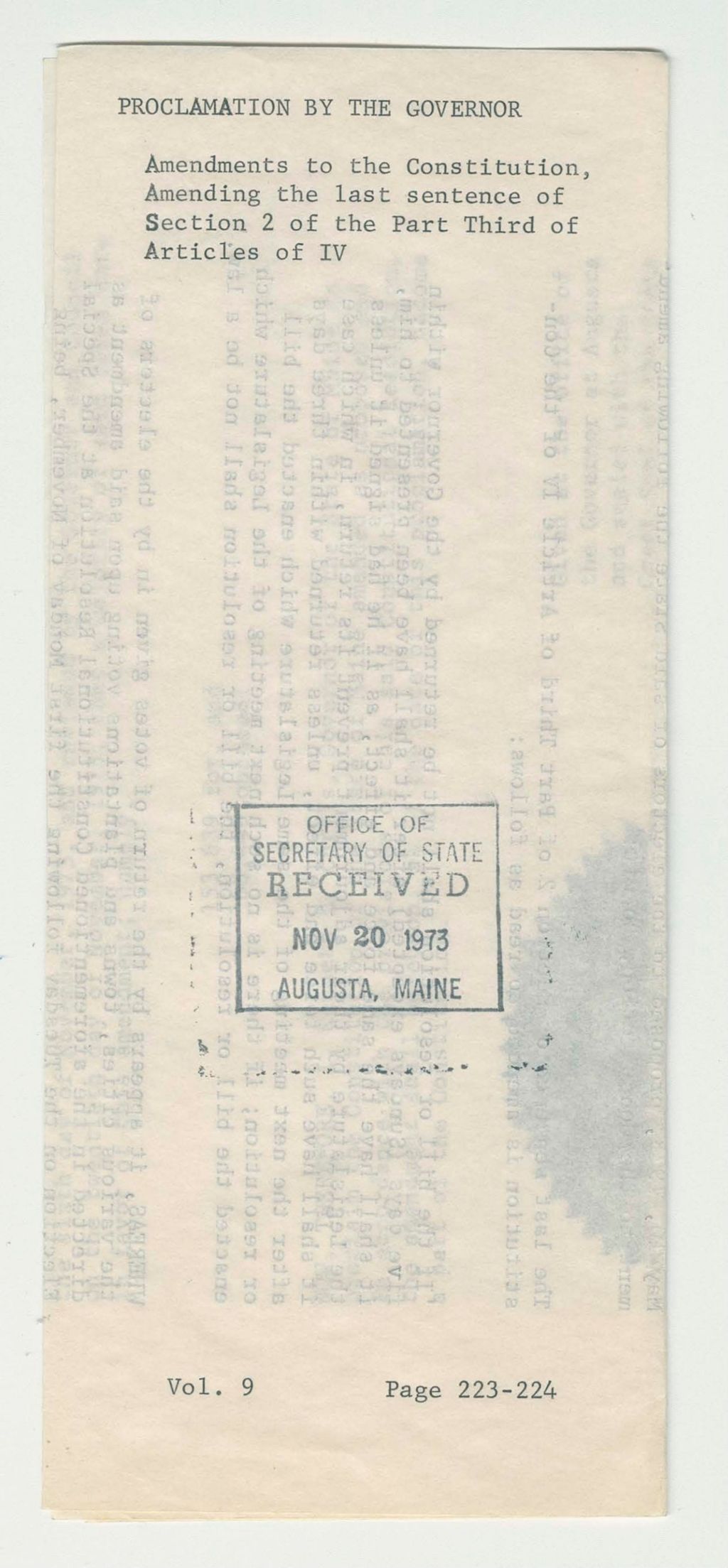 Miniature of Amendments to the Constitution, Amending the last sentence of Section 2 of the Part Third of Articles of IV