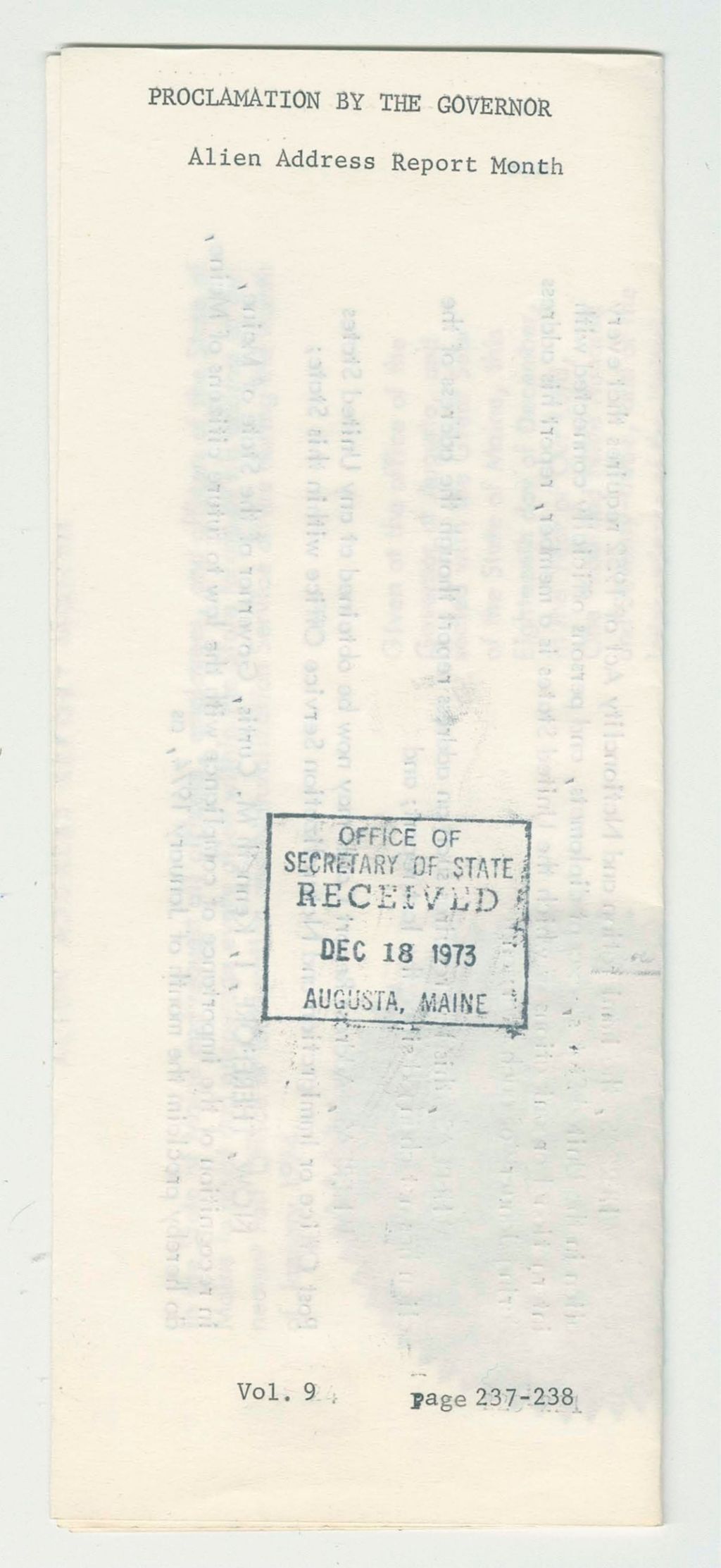 Miniature of Alien Address Report Month