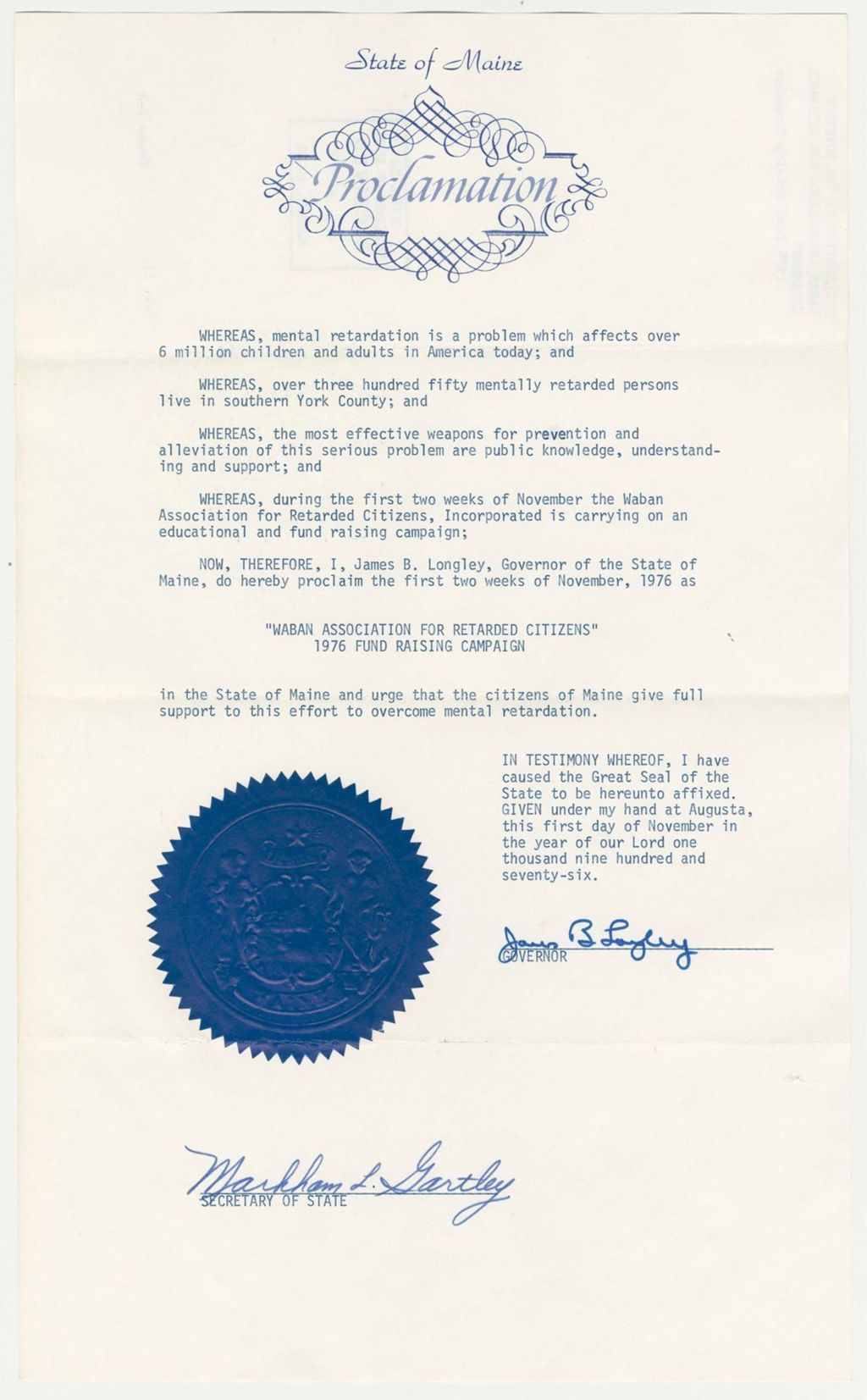 Miniature of Waban Association for Retarded Citizens 1976 Fundraising Campaign
