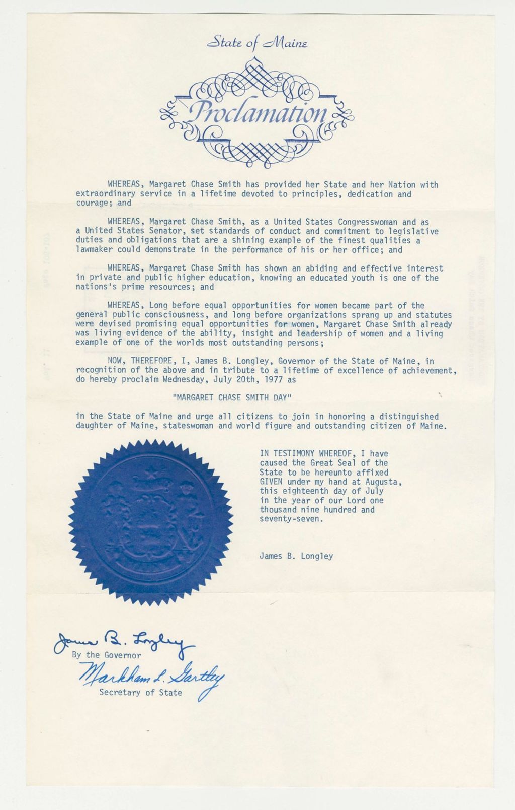 Miniature of Margaret Chase Smith Day