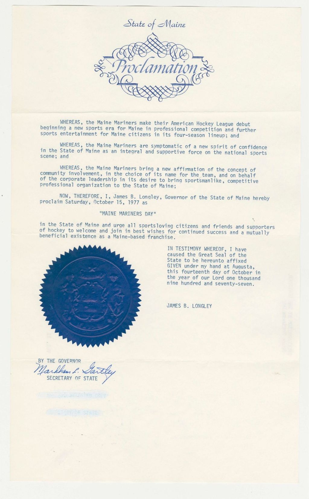 Miniature of Maine Mariners Day