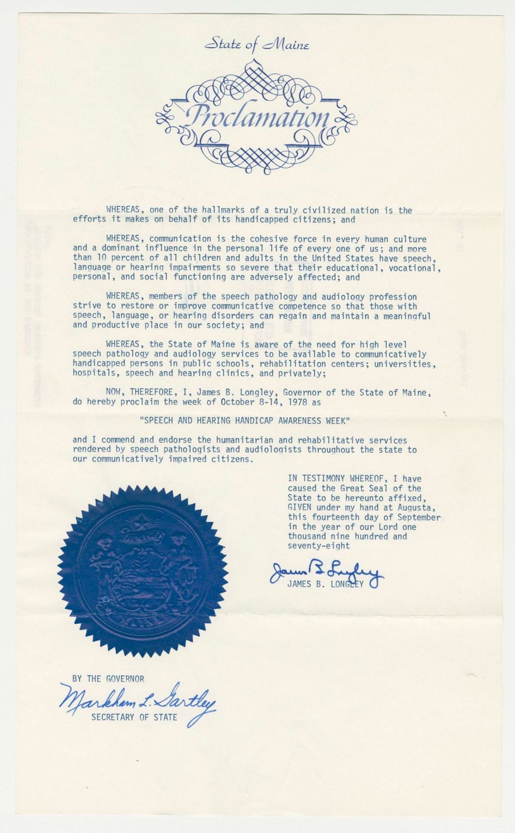Miniature of Speech and Hearing Handicap Awareness Week