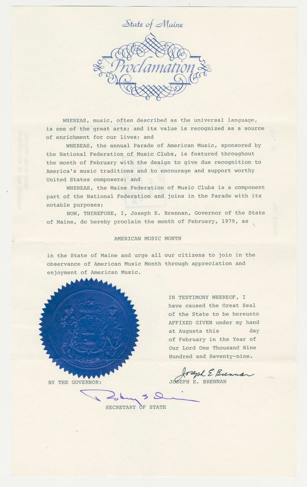 Miniature of American Music Month Proclamation