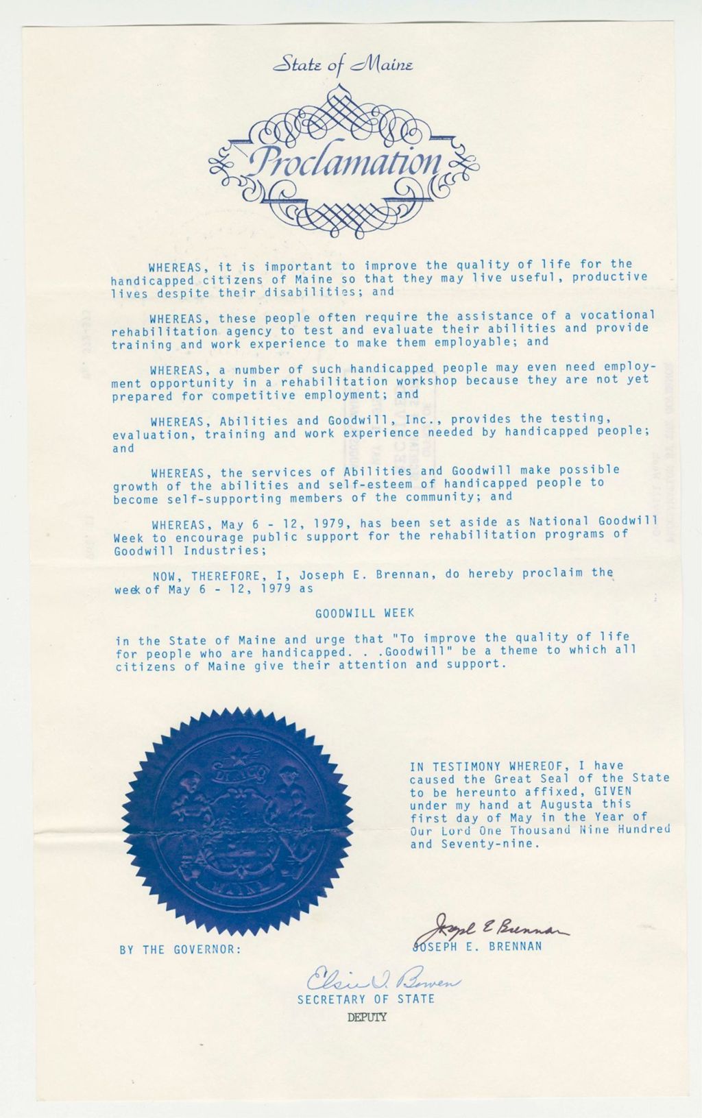 Miniature of Goodwill Week Proclamation