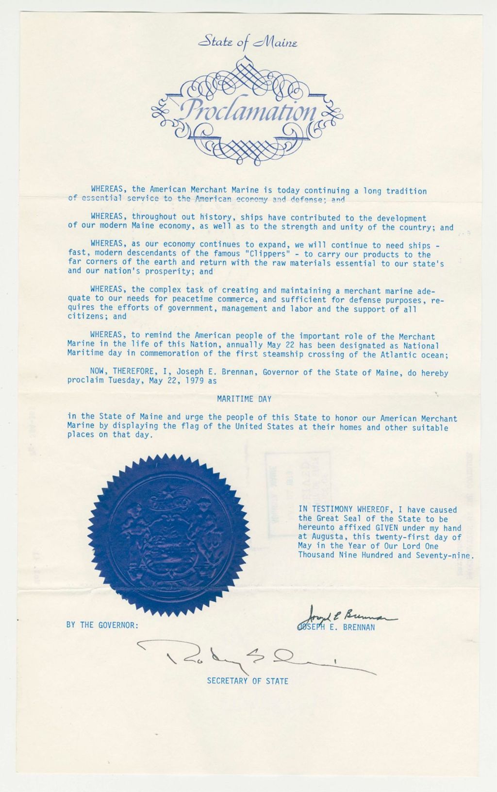 Miniature of Maritime Day Proclamation