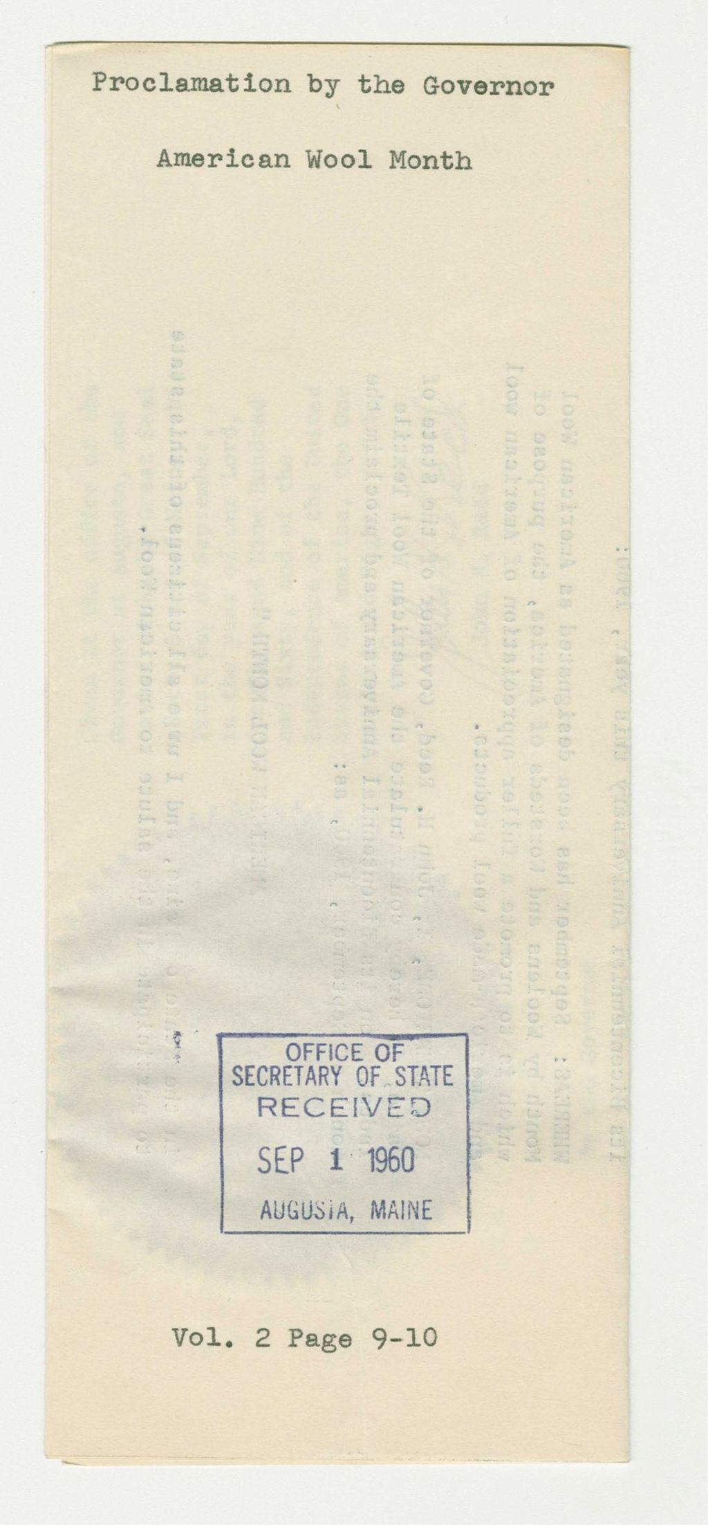 Miniature of American Wool Month Proclamation