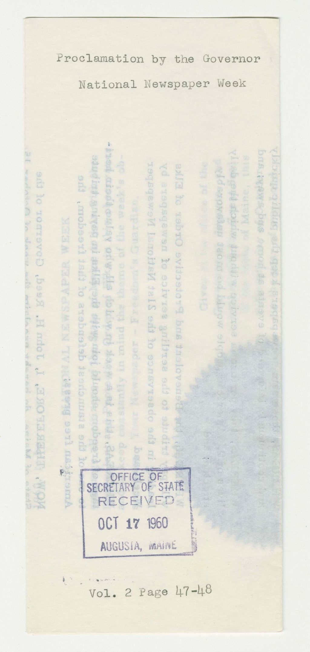 Miniature of National Newspaper Week Proclamation