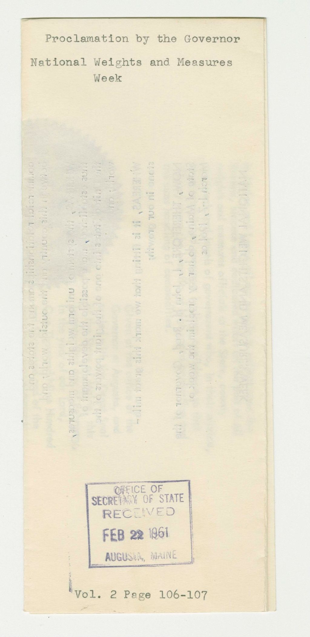 Miniature of National Weights and Measures Week Proclamation