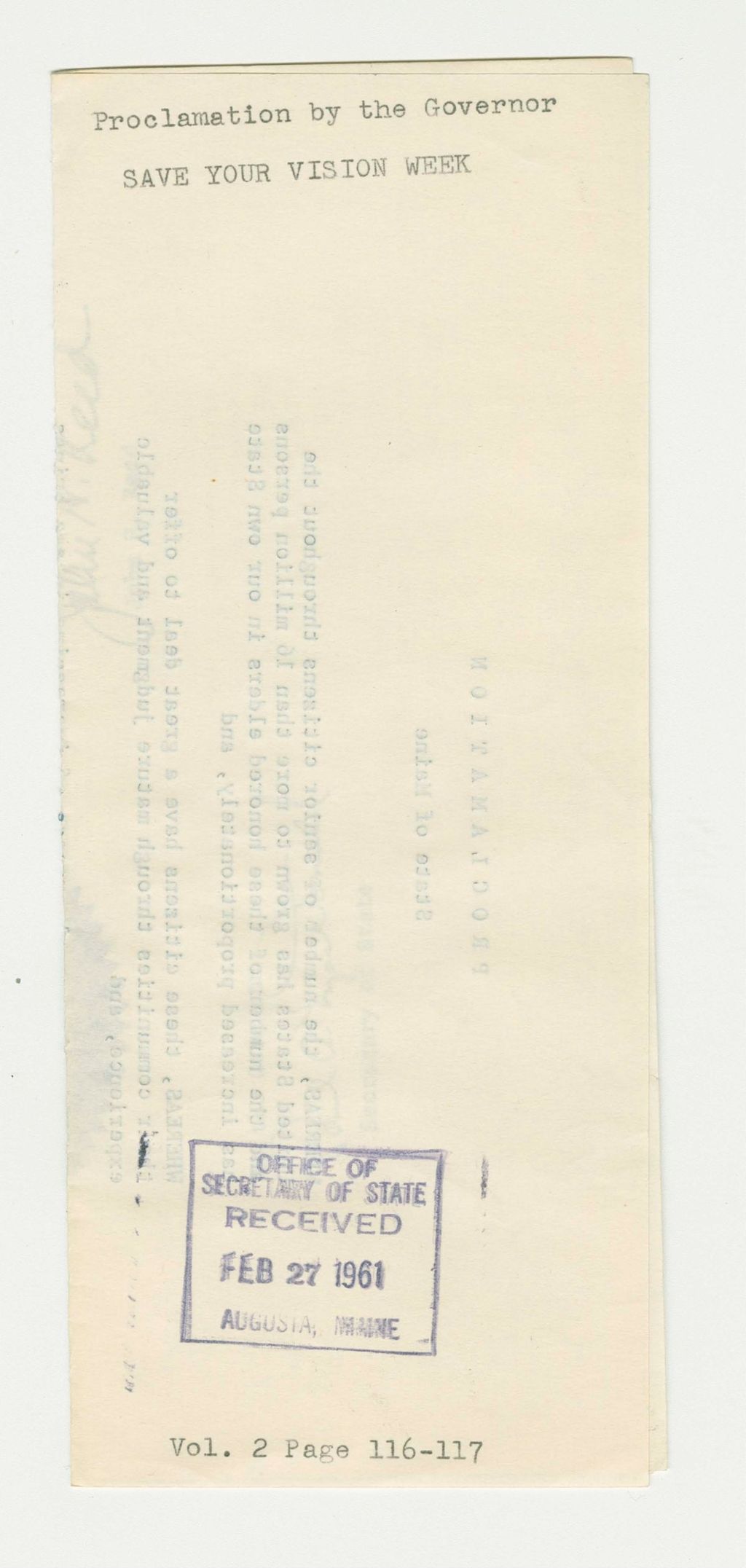 Miniature of Save Your Vision Week Proclamation