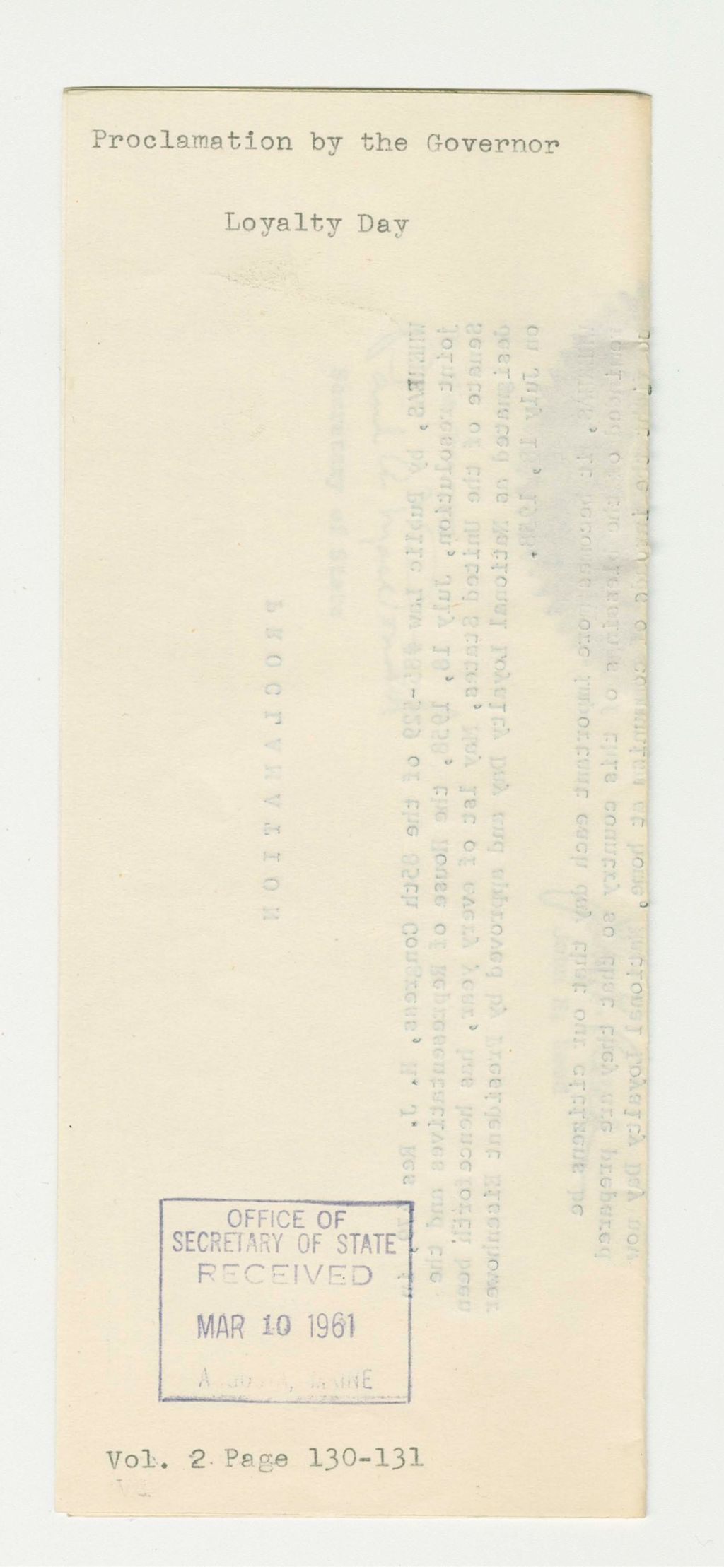Miniature of Loyalty Day Proclamation