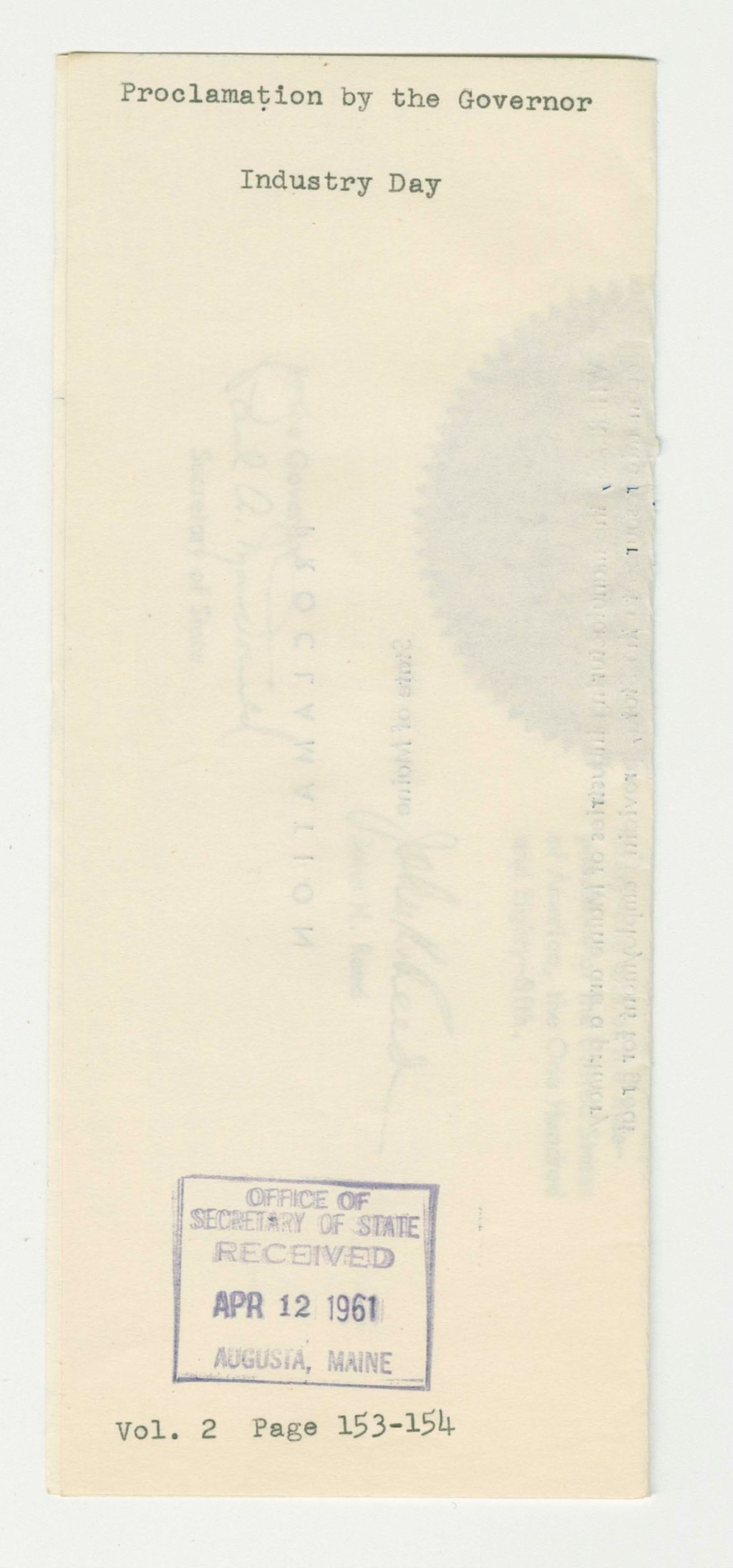 Miniature of Industry Day Proclamation