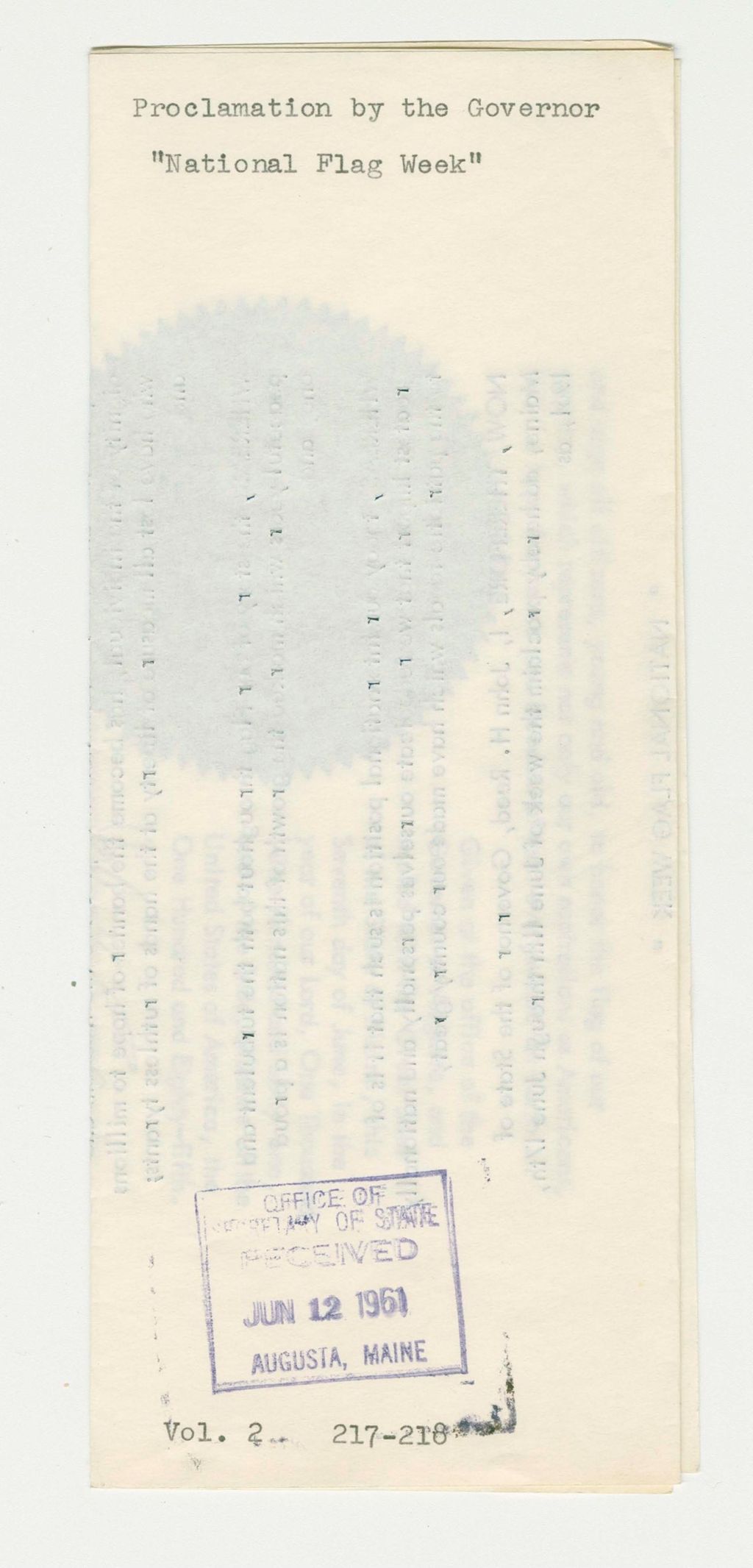 Miniature of "National Flag Week" Proclamation