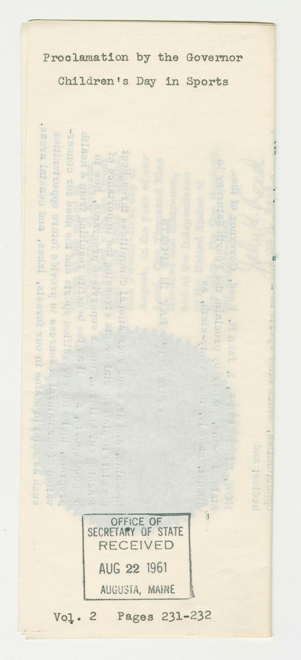 Miniature of Children's Day in Sports Proclamation