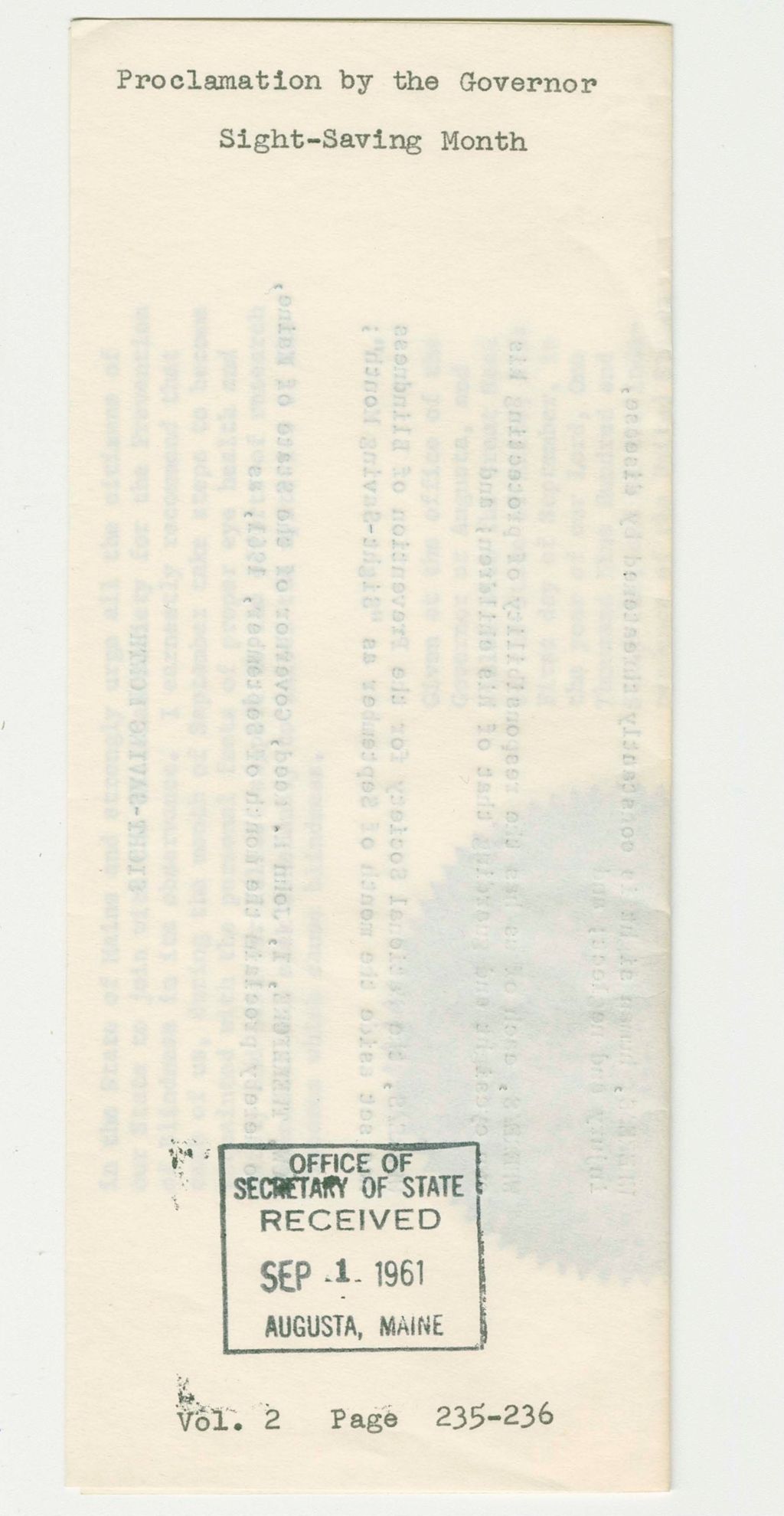 Miniature of Sight Saving Month Proclamation