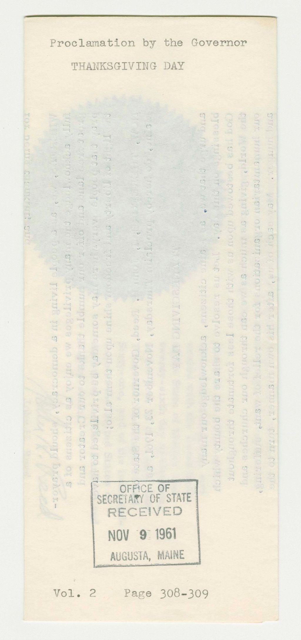 Miniature of Thanksgiving Day Proclamation