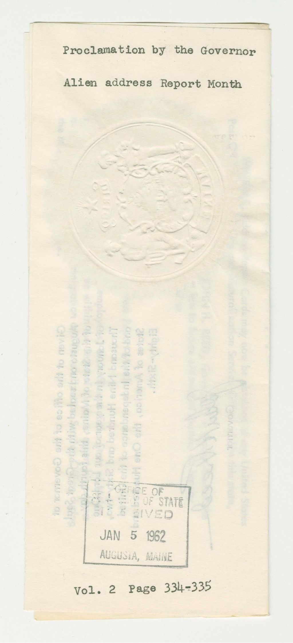 Miniature of Alien address Report Month Proclamation