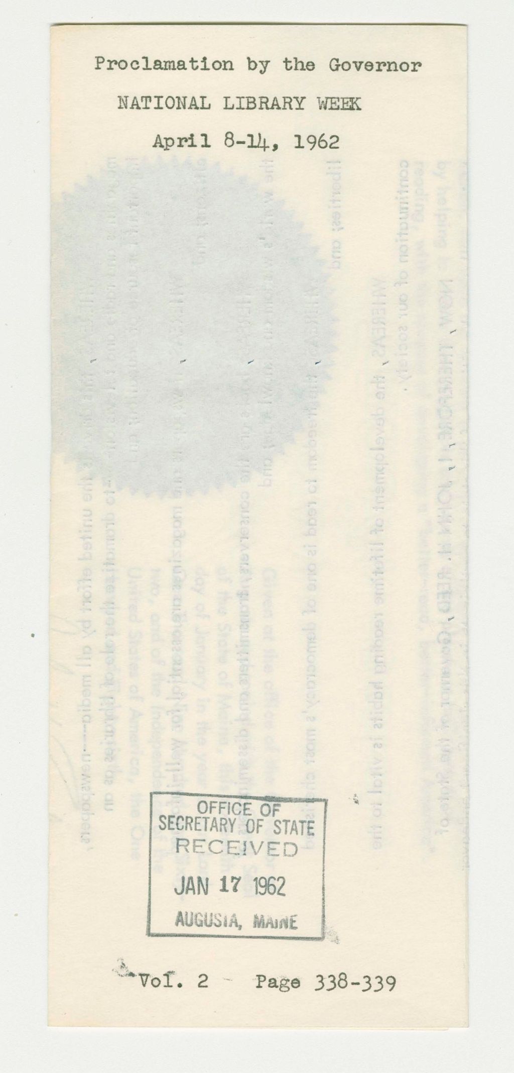 Miniature of National Library Week Proclamation