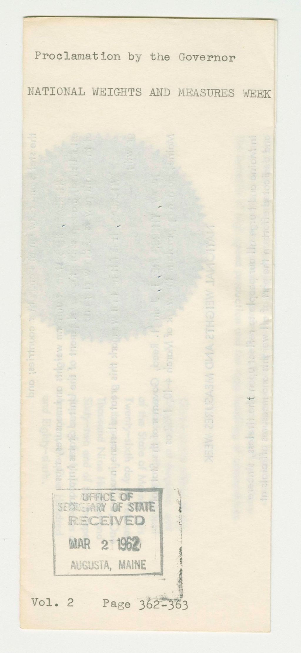 Miniature of National Weights and Measures Week Proclamation