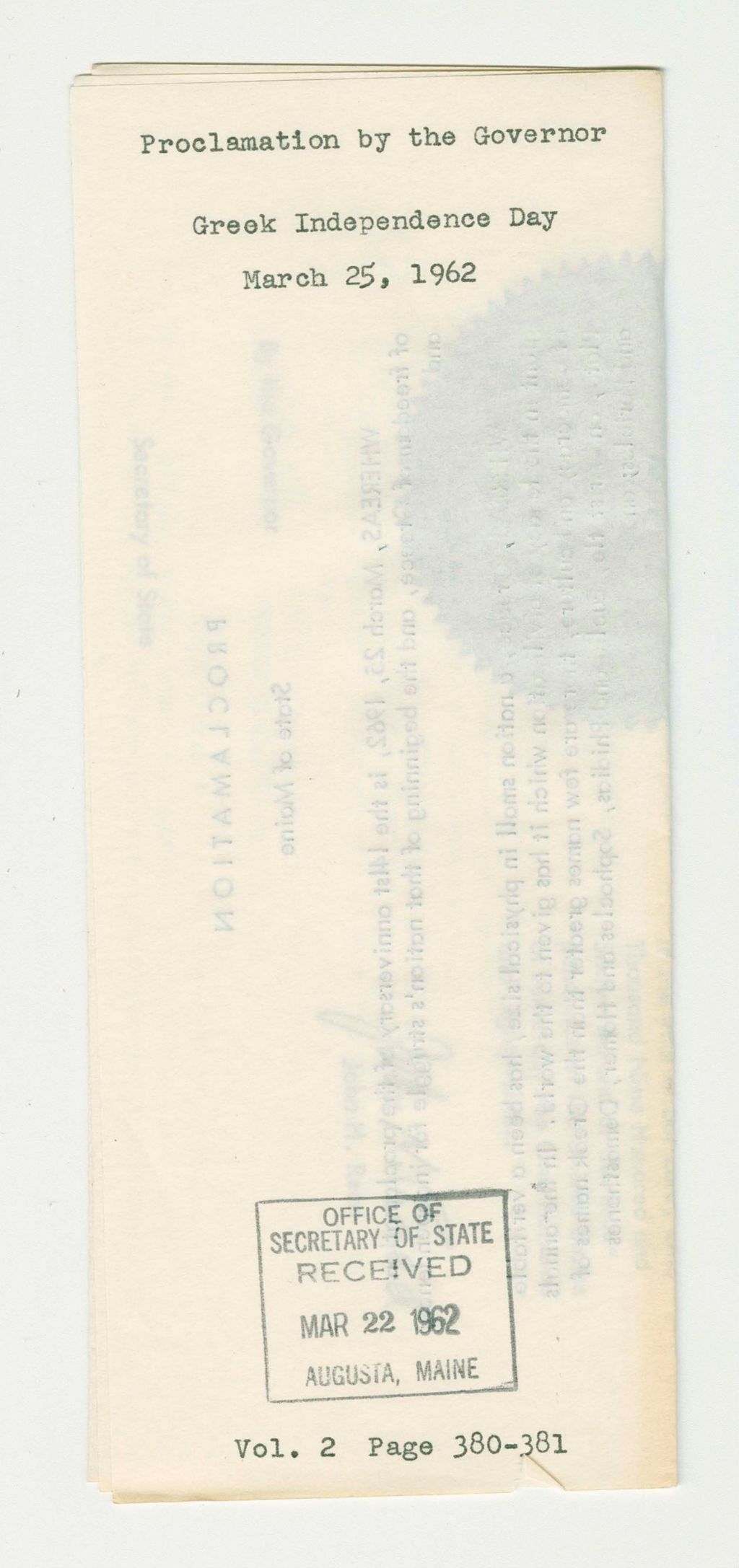 Miniature of Greek Independence Day Proclamation
