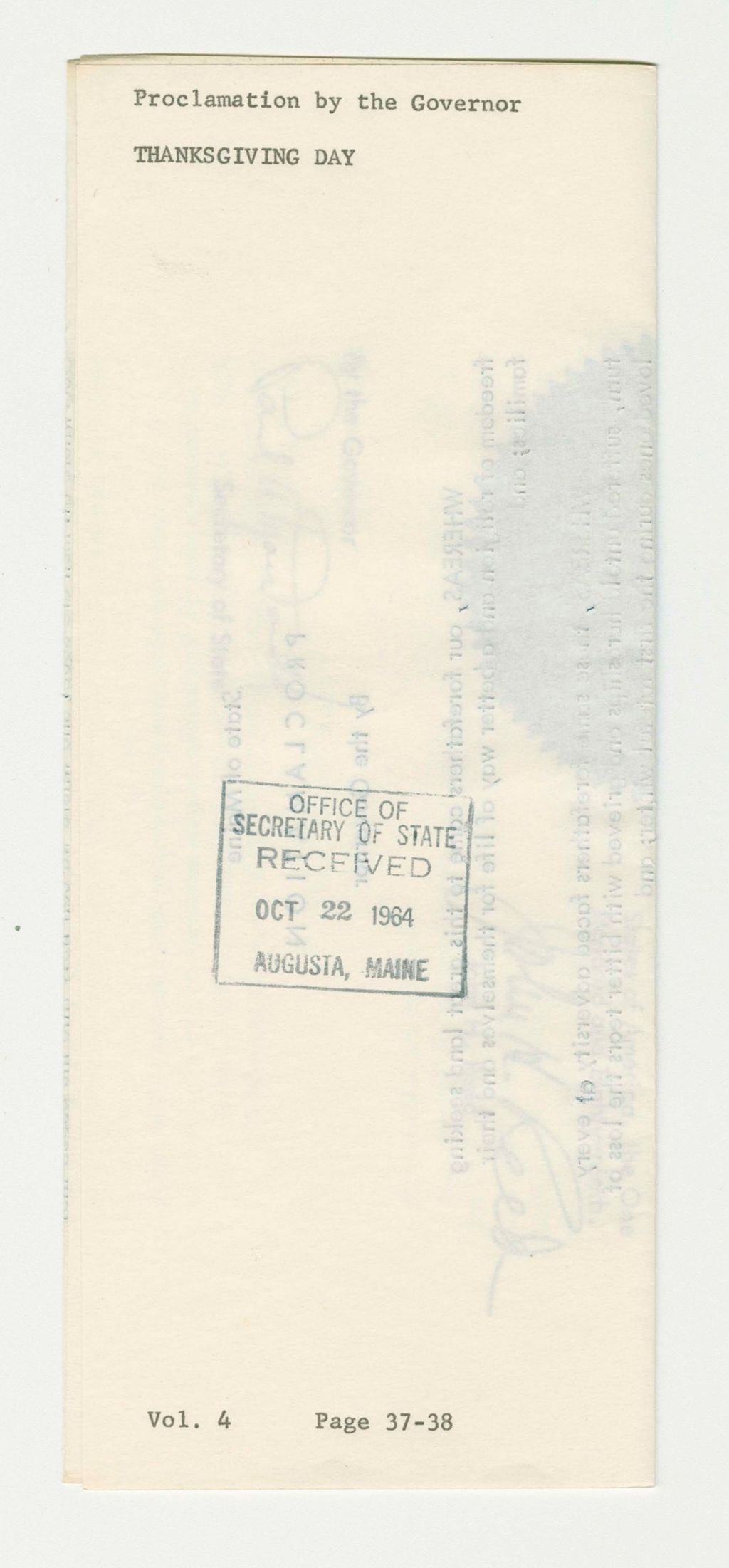 Miniature of Thanksgiving Day Proclamation