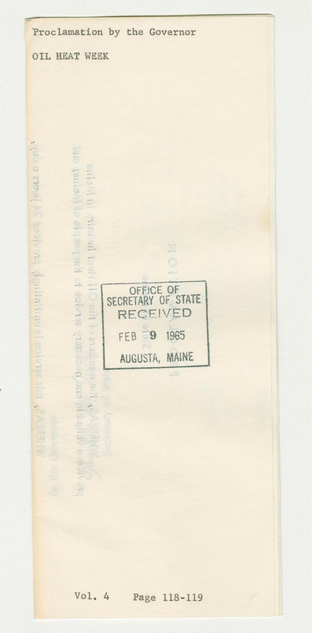 Miniature of Oil Heat Week Proclamation