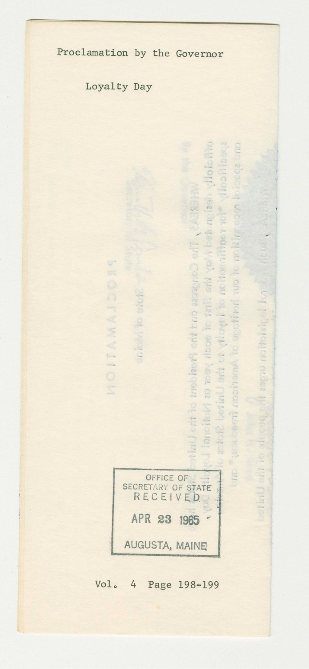 Miniature of Loyalty Day Proclamation