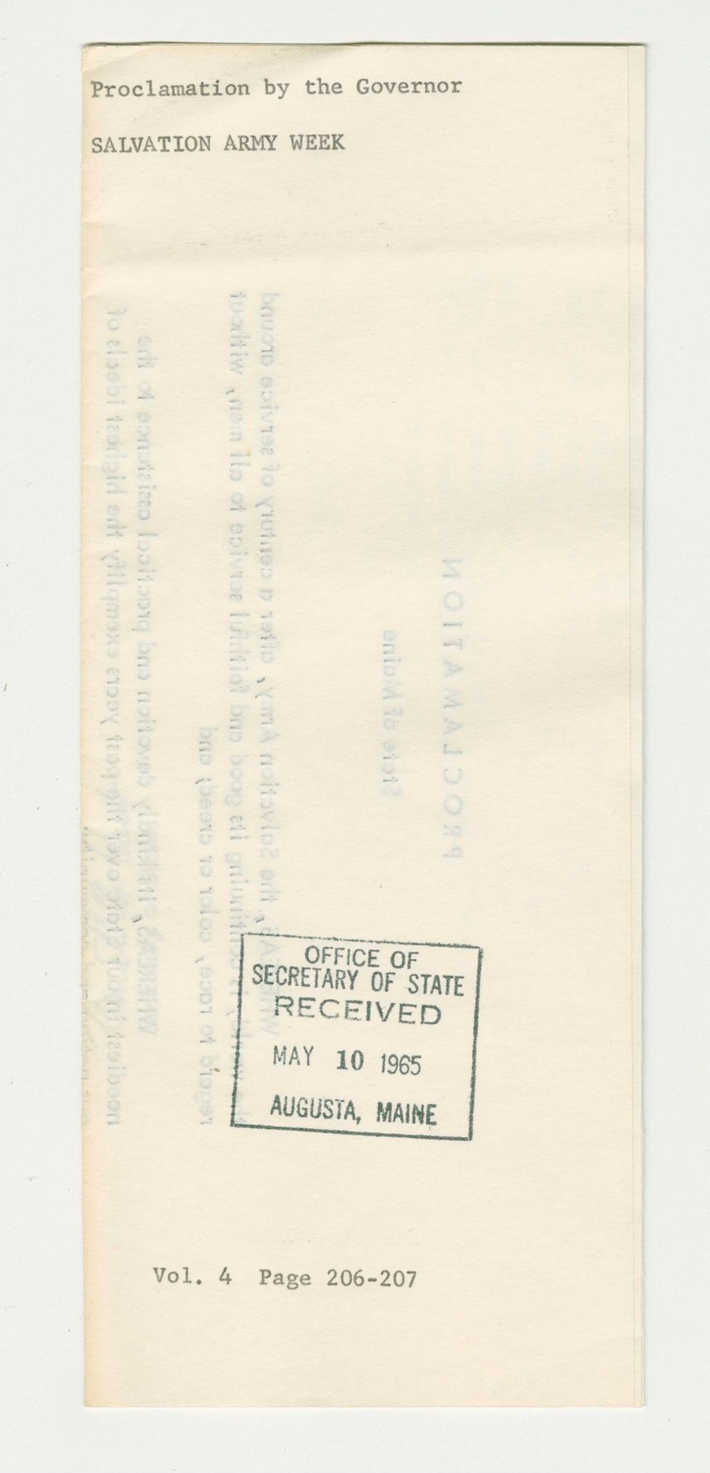 Miniature of Salvation Army Week Proclamation