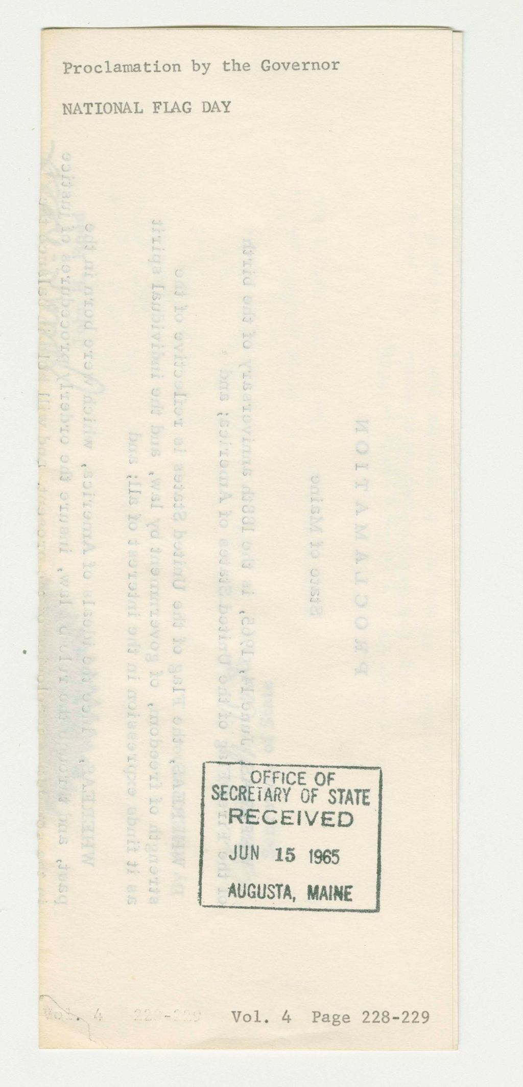 Miniature of National Flag Day Proclamation