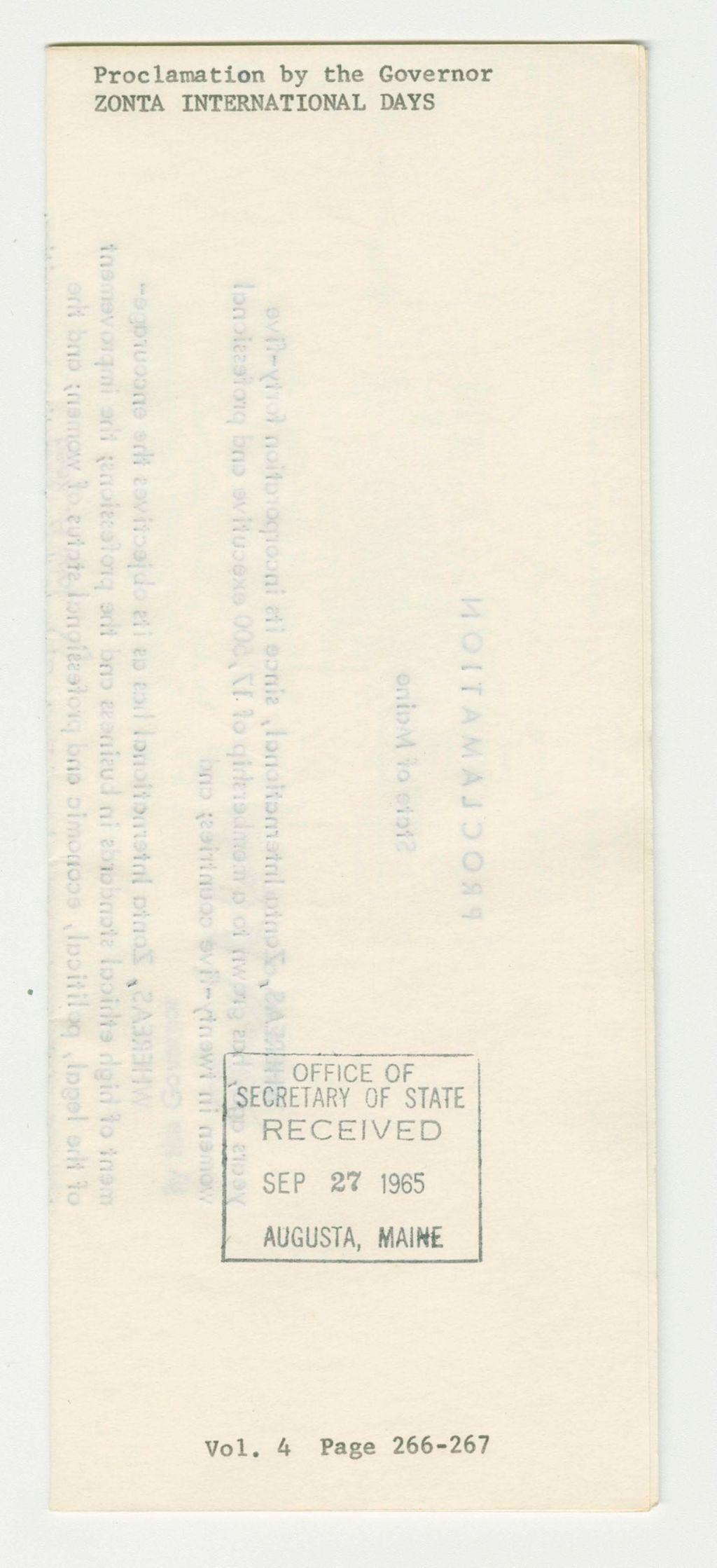 Miniature of Zonta International Days Proclamation