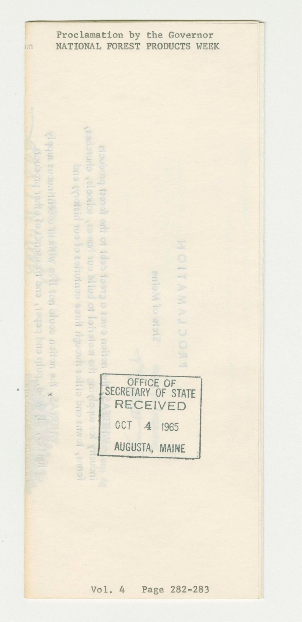Miniature of National Forest Products Weeks Proclamation