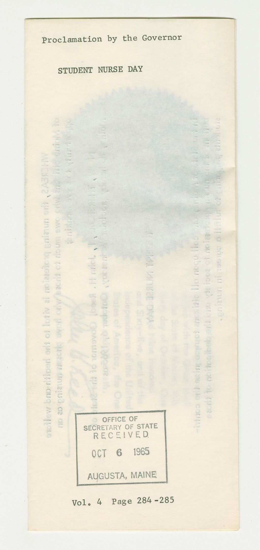 Miniature of Student Nurse Day Proclamation