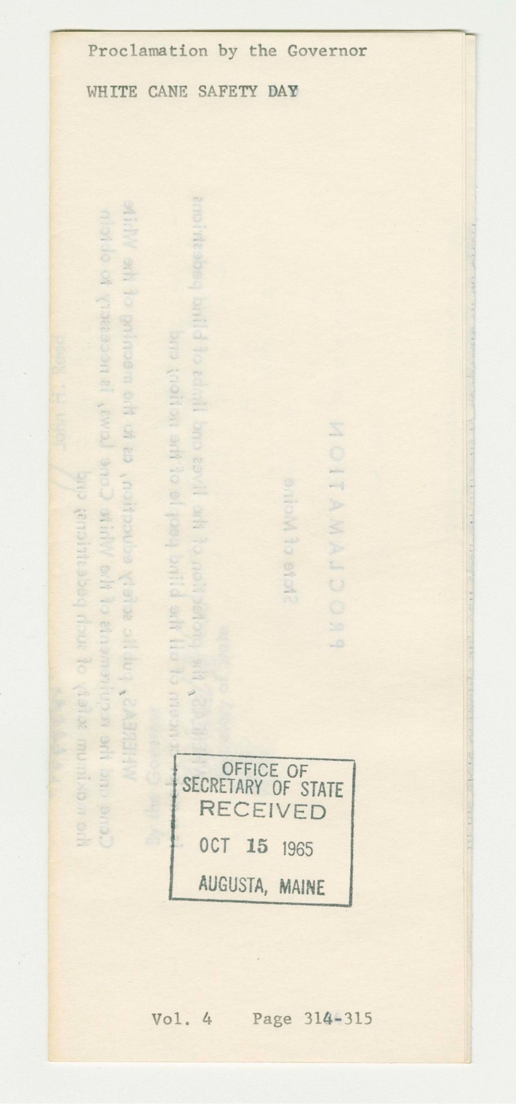 Miniature of White Cane Safety Day Proclamation