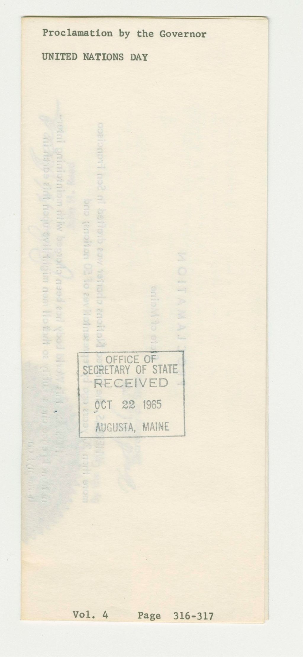 Miniature of United Nations Day Proclamation