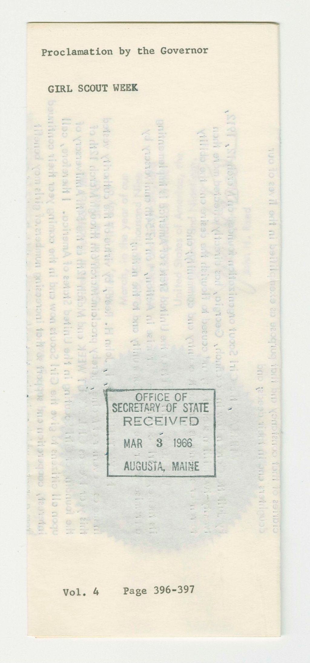 Miniature of Girl Scout Week Proclamation
