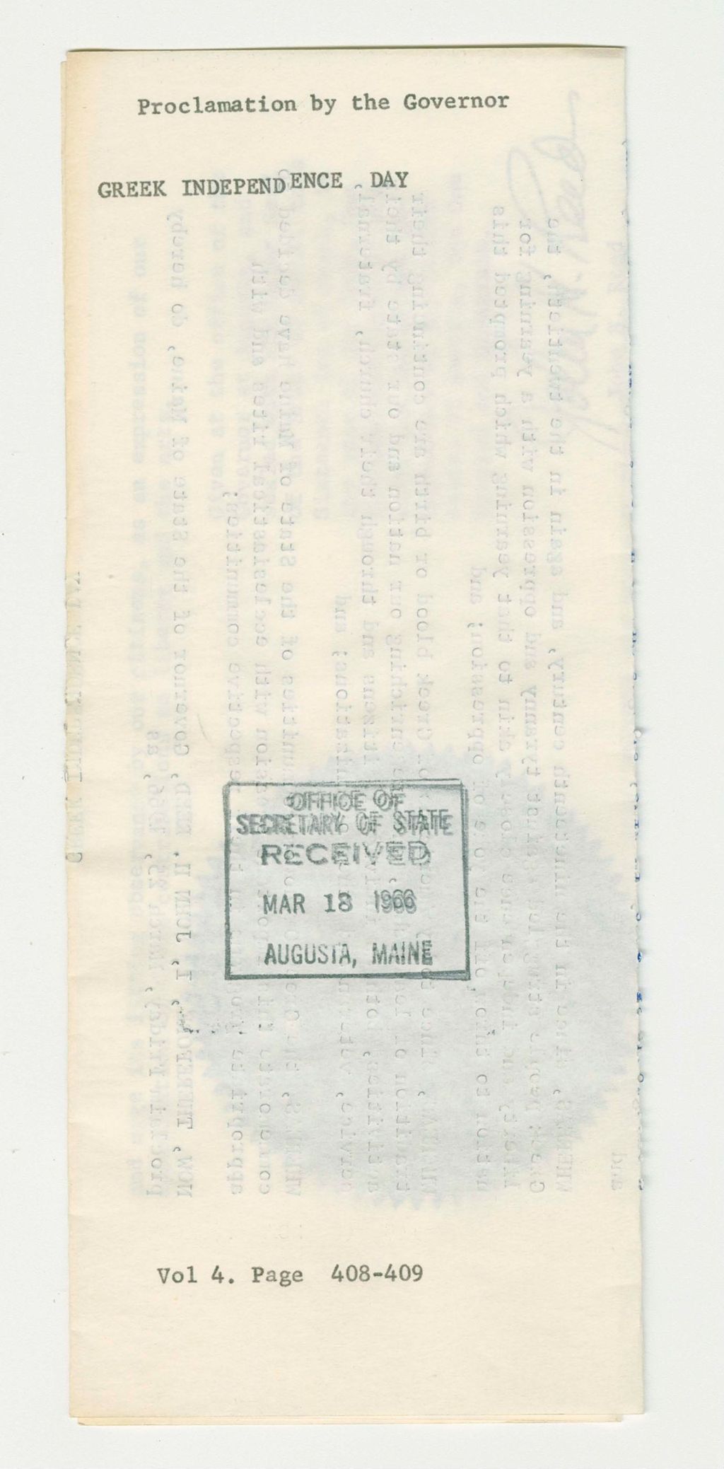 Miniature of Greek Independence Day Proclamation