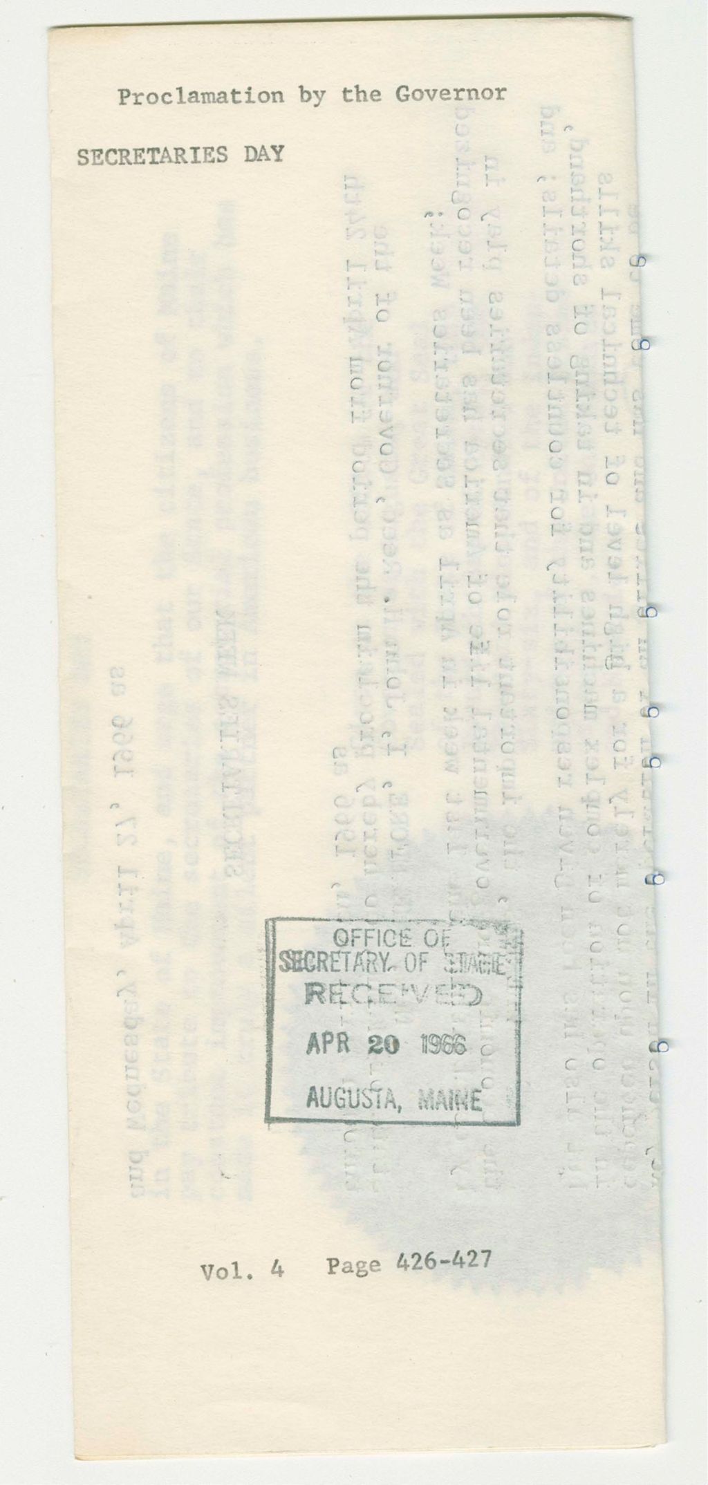 Miniature of Secretaries Day Proclamation