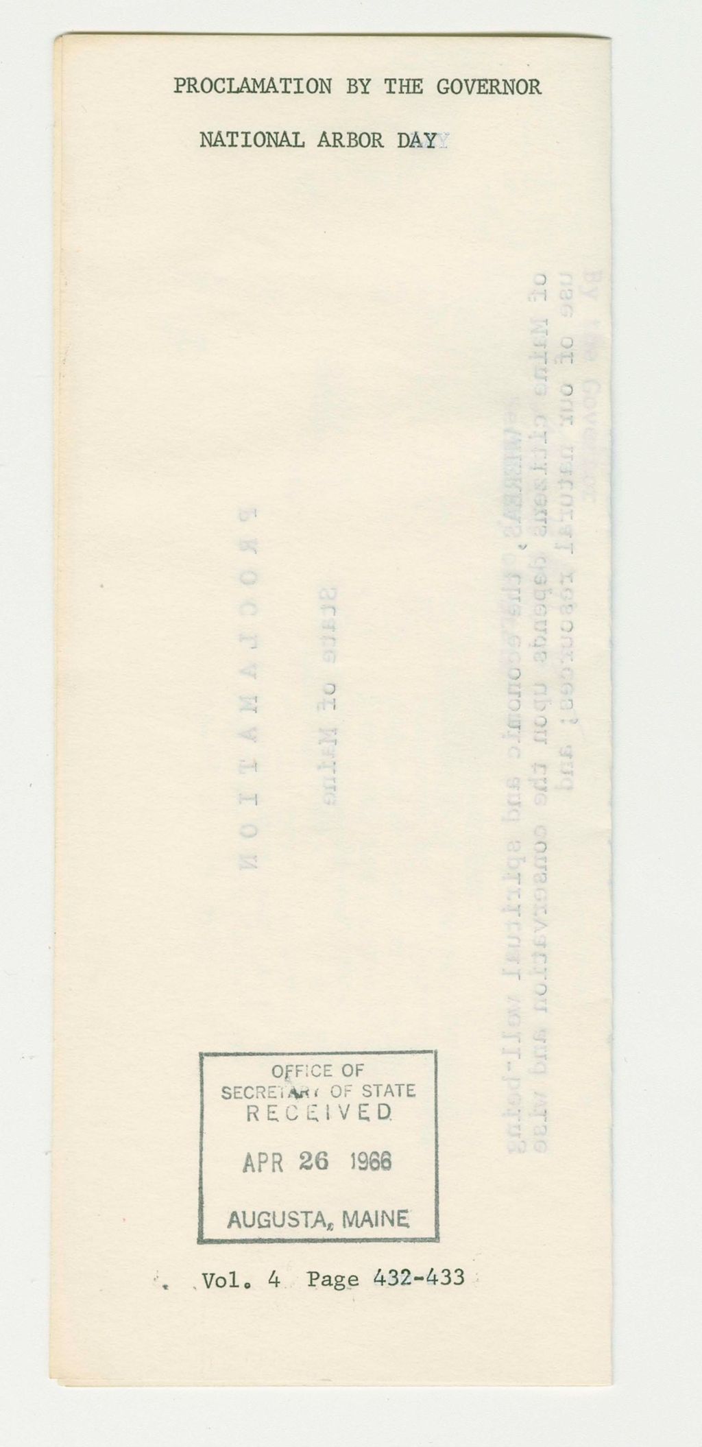 Miniature of National Arbor Day Proclamation