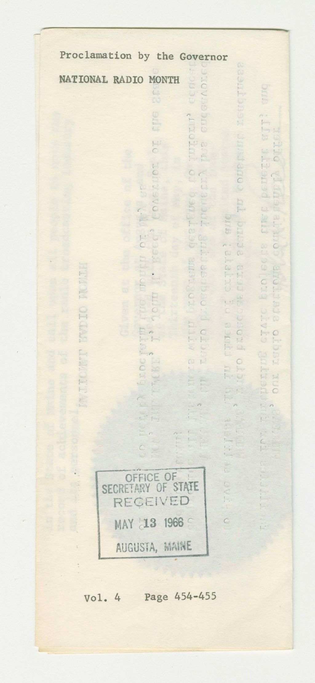 Miniature of National Radio Month Proclamation