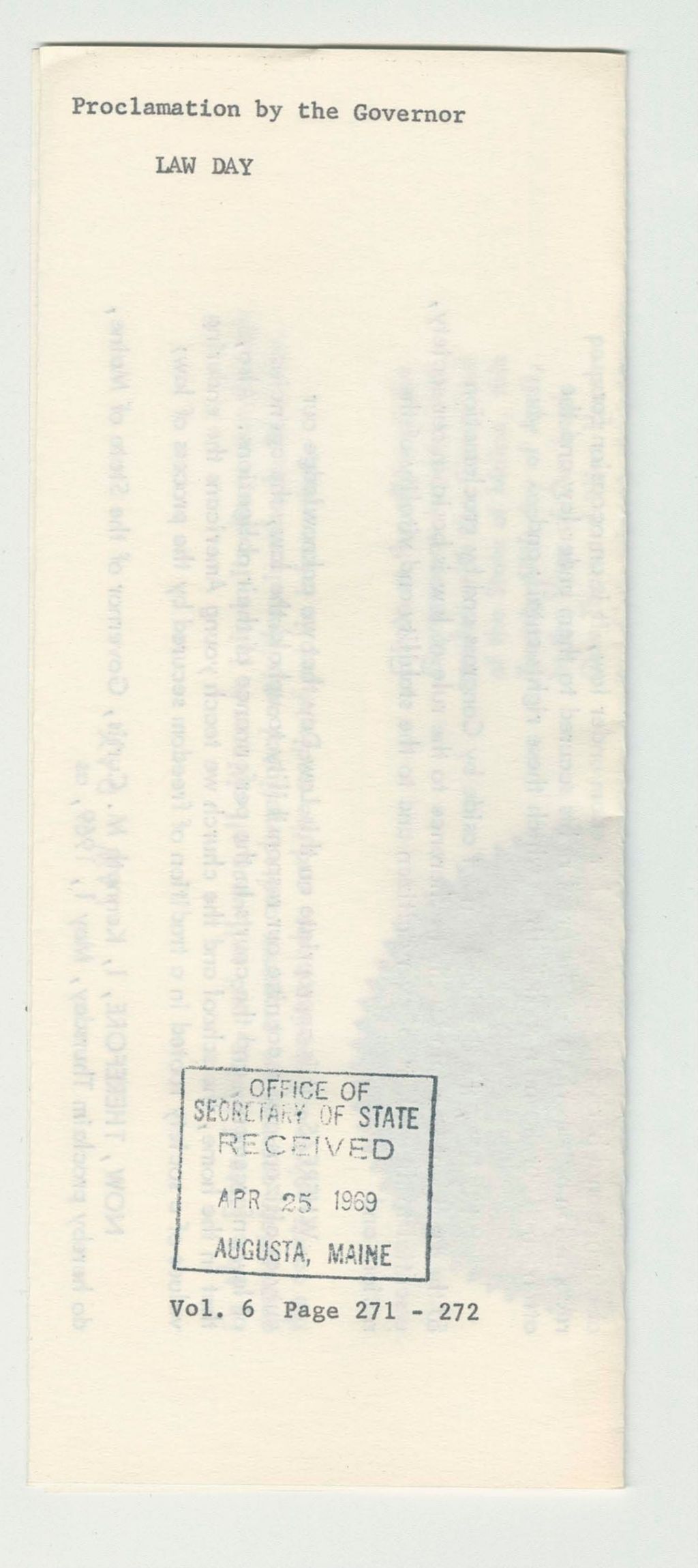 Miniature of Law Day Proclamation