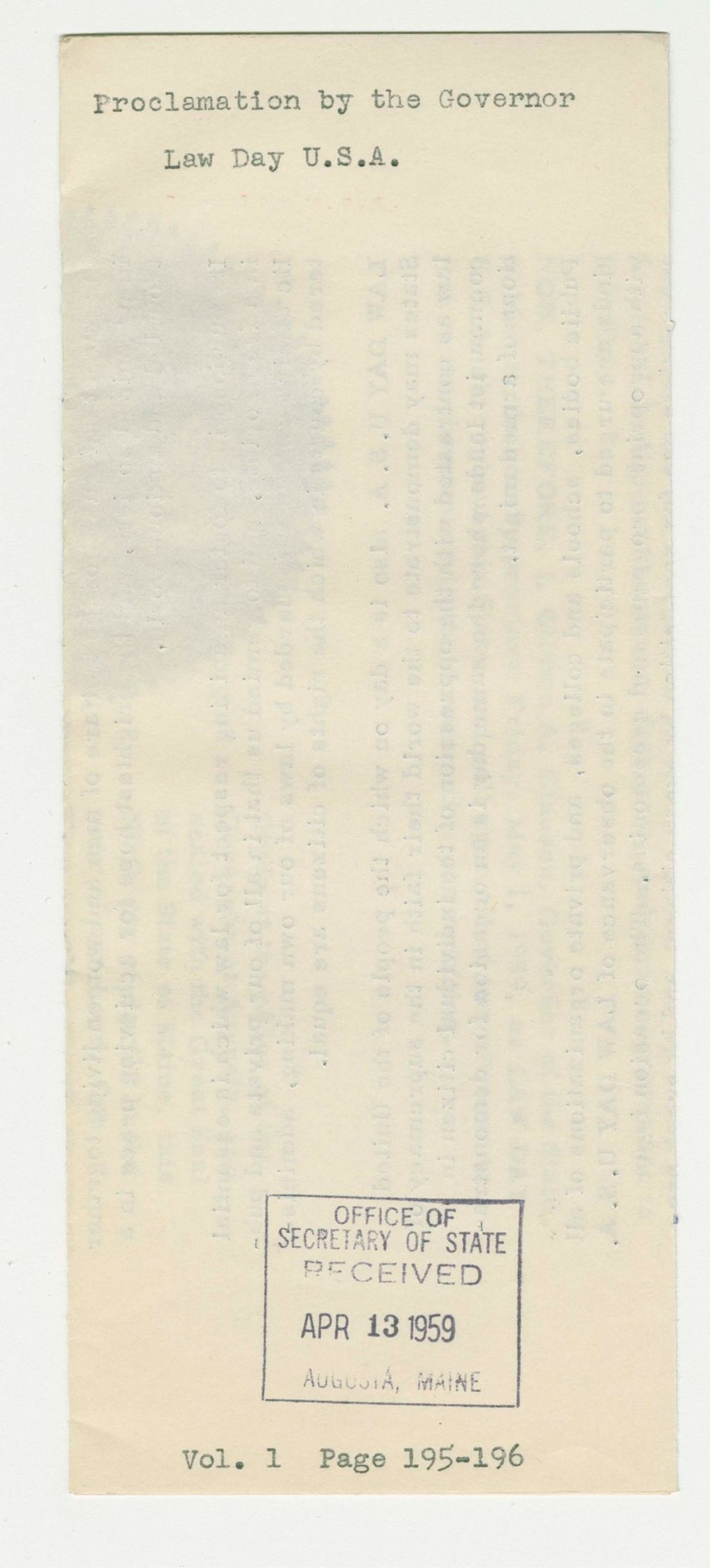 Miniature of Law Day U.S.A. Proclamation