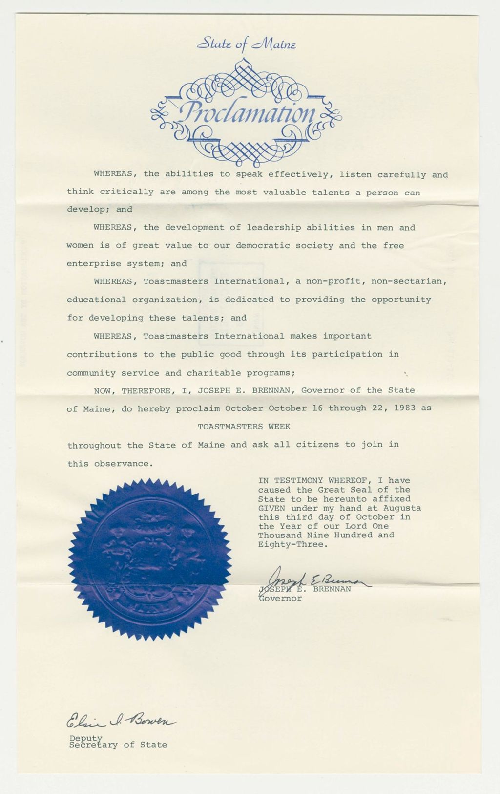 Miniature of Toastmasters Week Proclamation