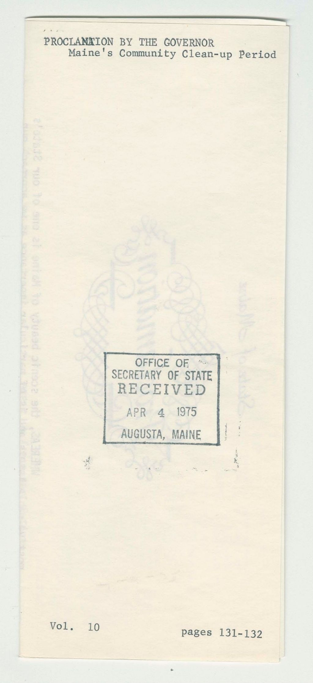 Miniature of Maine's Community Clean-Up Period