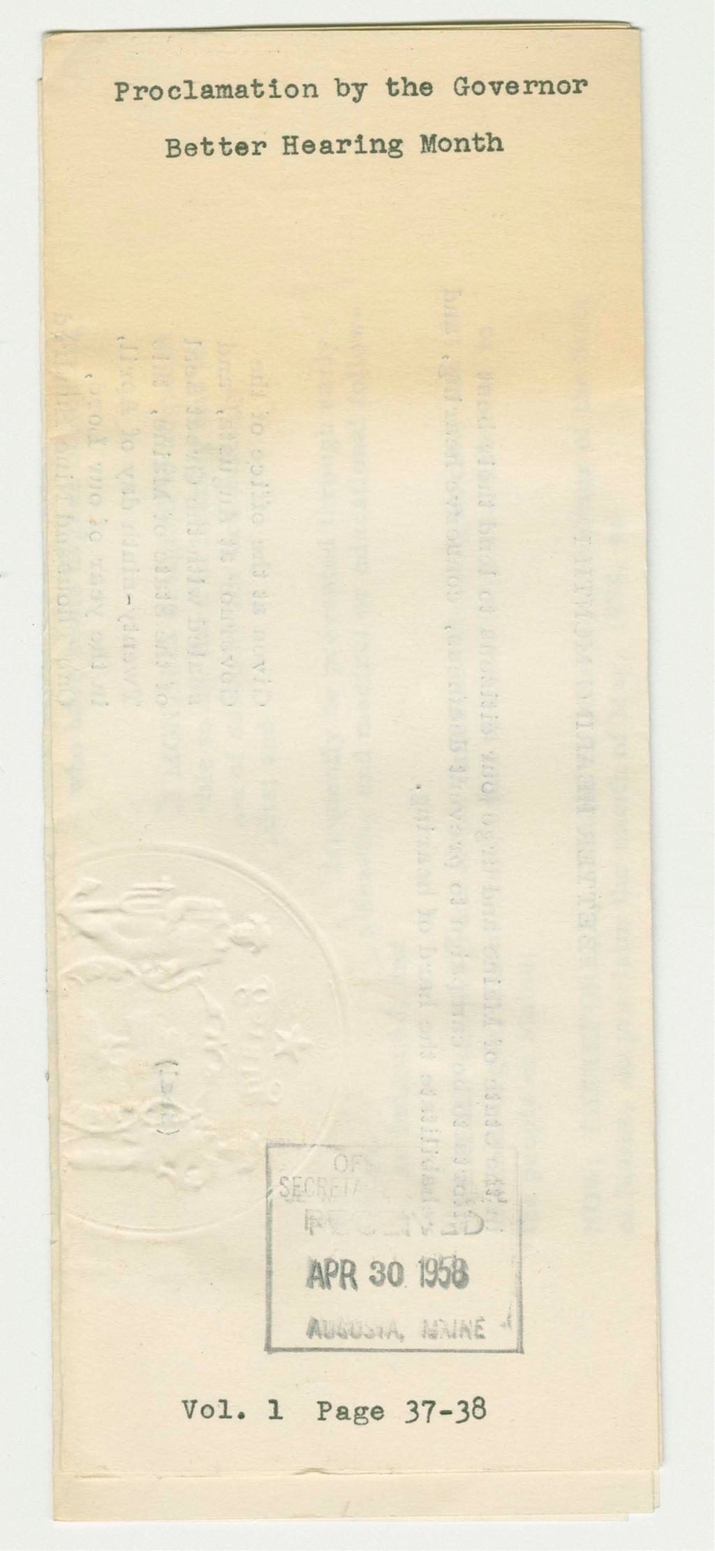Miniature of Better Hearing Month Proclamation
